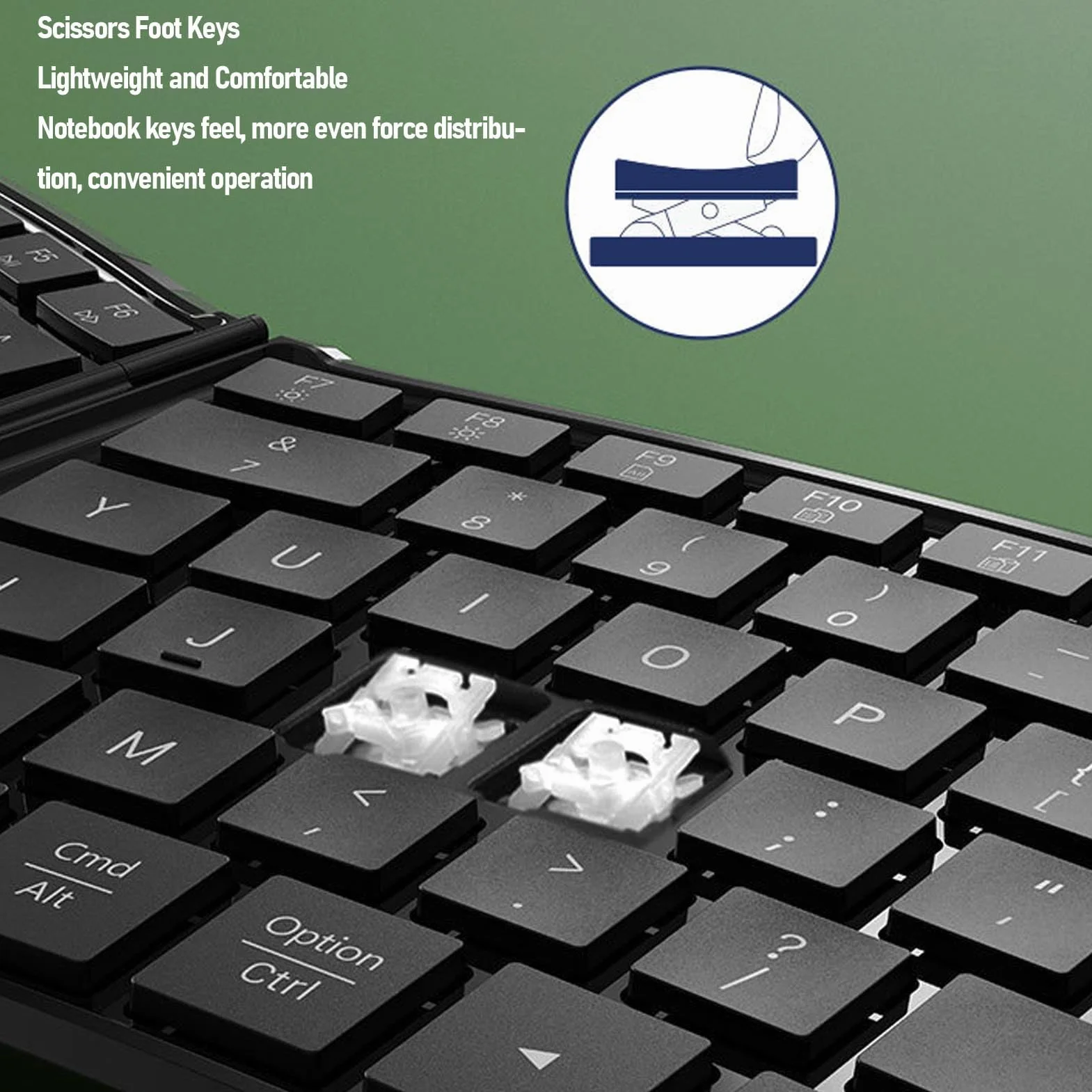 Focket Tastiera Bluetooth pieghevole ergonomica, tastiera wireless portatile ricaricabile ultrasottile a 80 tasti, per smartphone, tablet e laptop