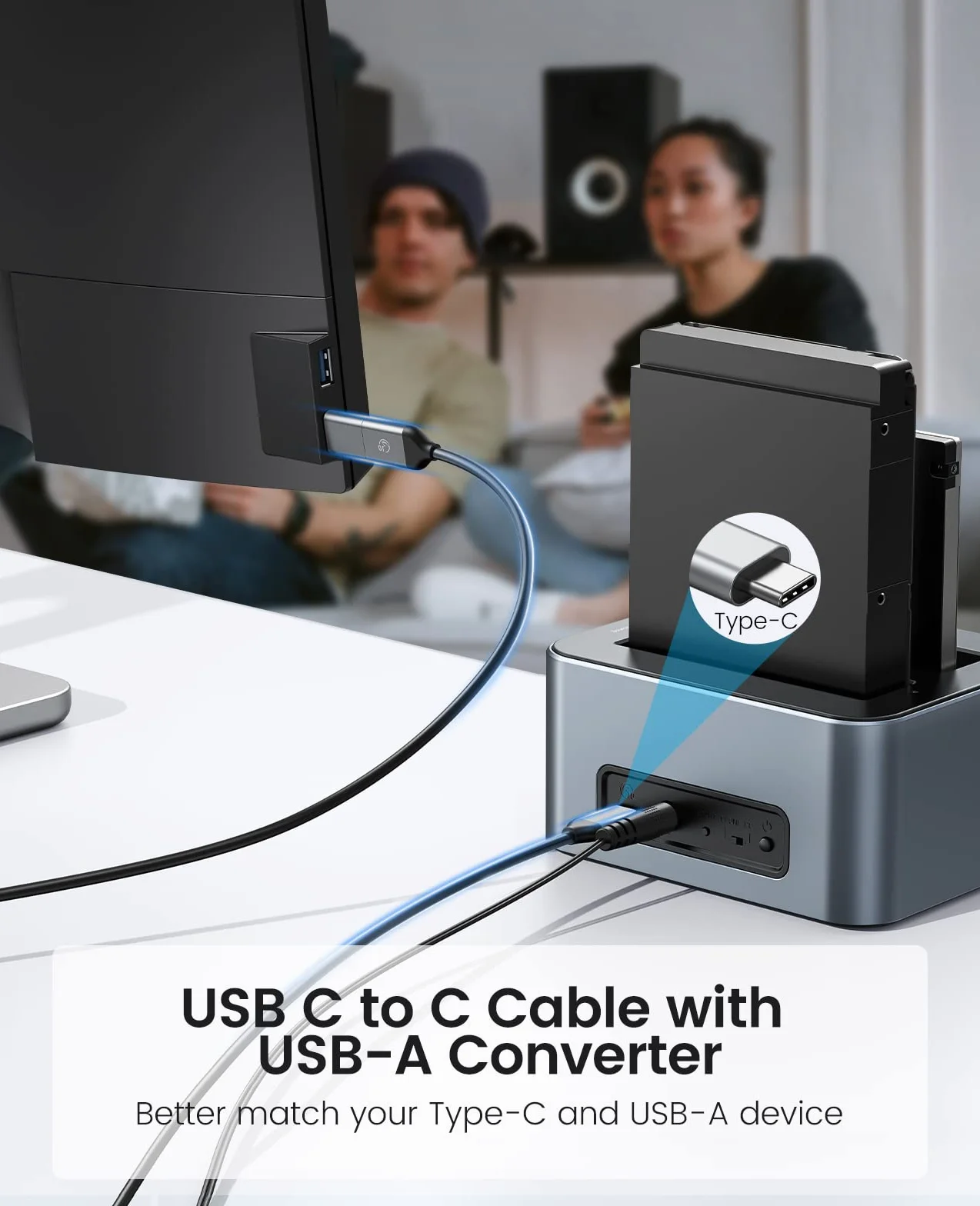 ORICO Docking Station Dual Bay USB 3.2 Gen 2 Clone Offline UASP 2.5/3.5 SSD/HDD Alluminio 18TB