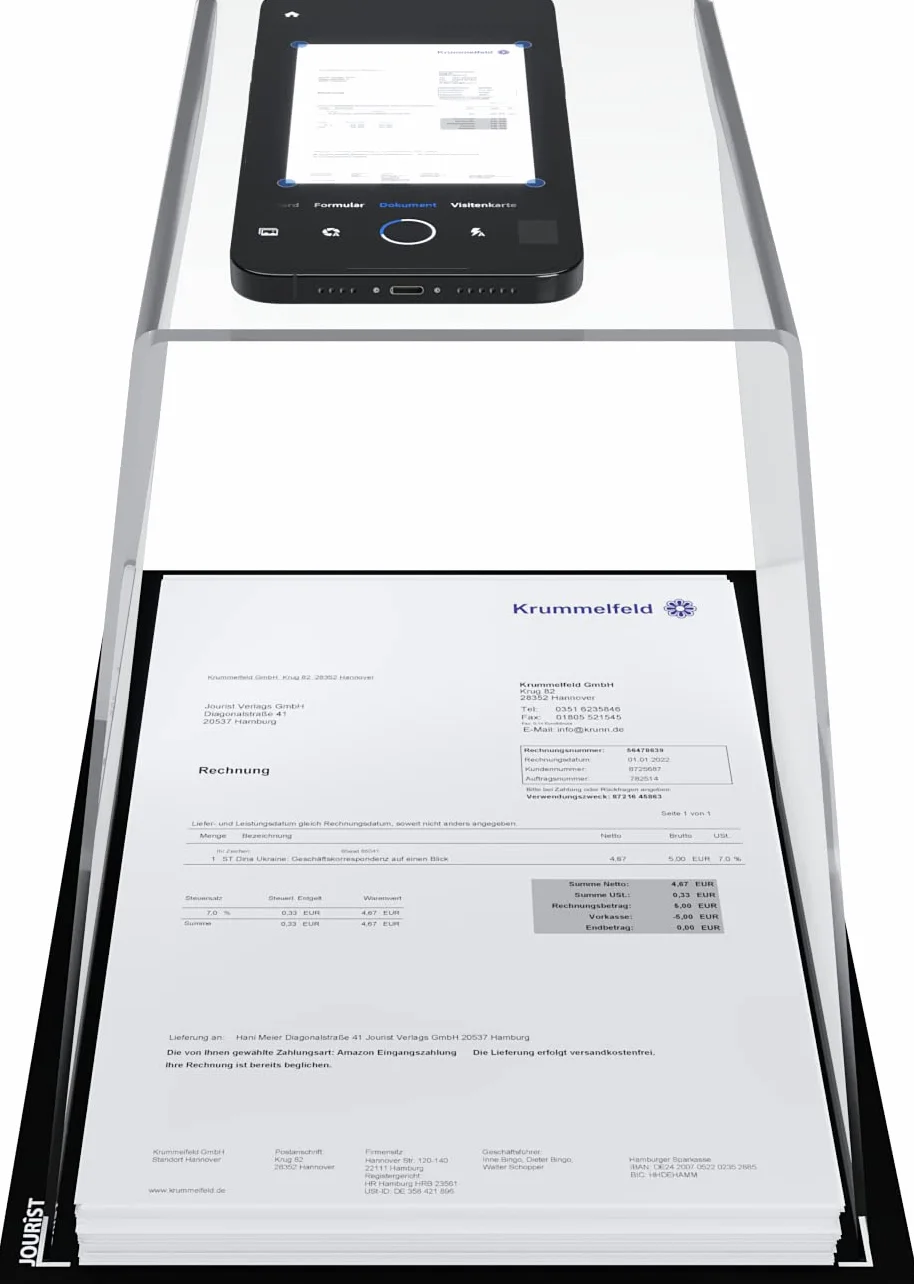 JOURIST ScanStand: Scanner per documenti con smartphone, tappetino nero per rilevamento margini