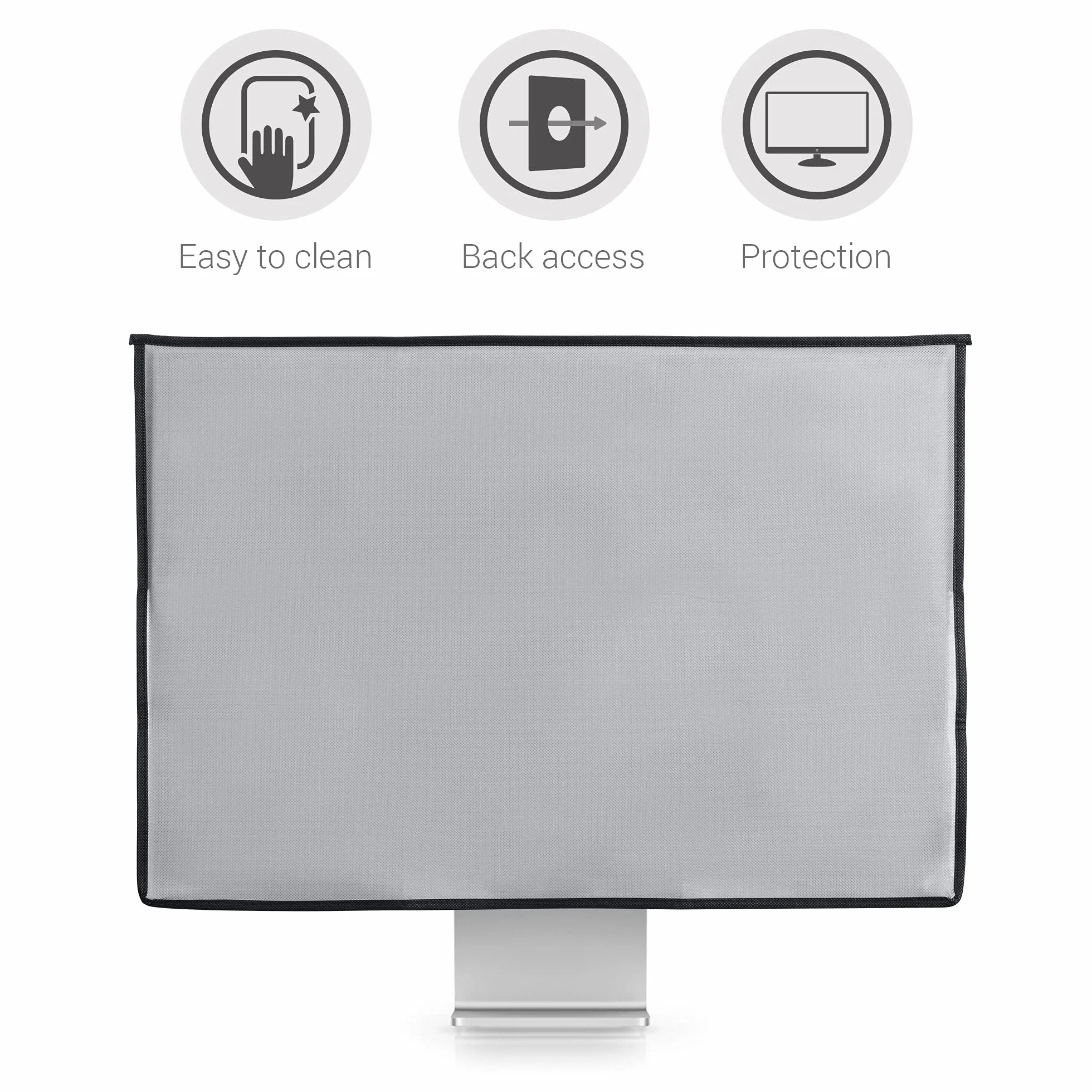 kwmobile Custodia 4in1 Compatibile con Apple iMac 24" - Fodero Monitor, Case Tastiera, Cover Magic Mouse e Porta-Cavi - grigio chiaro