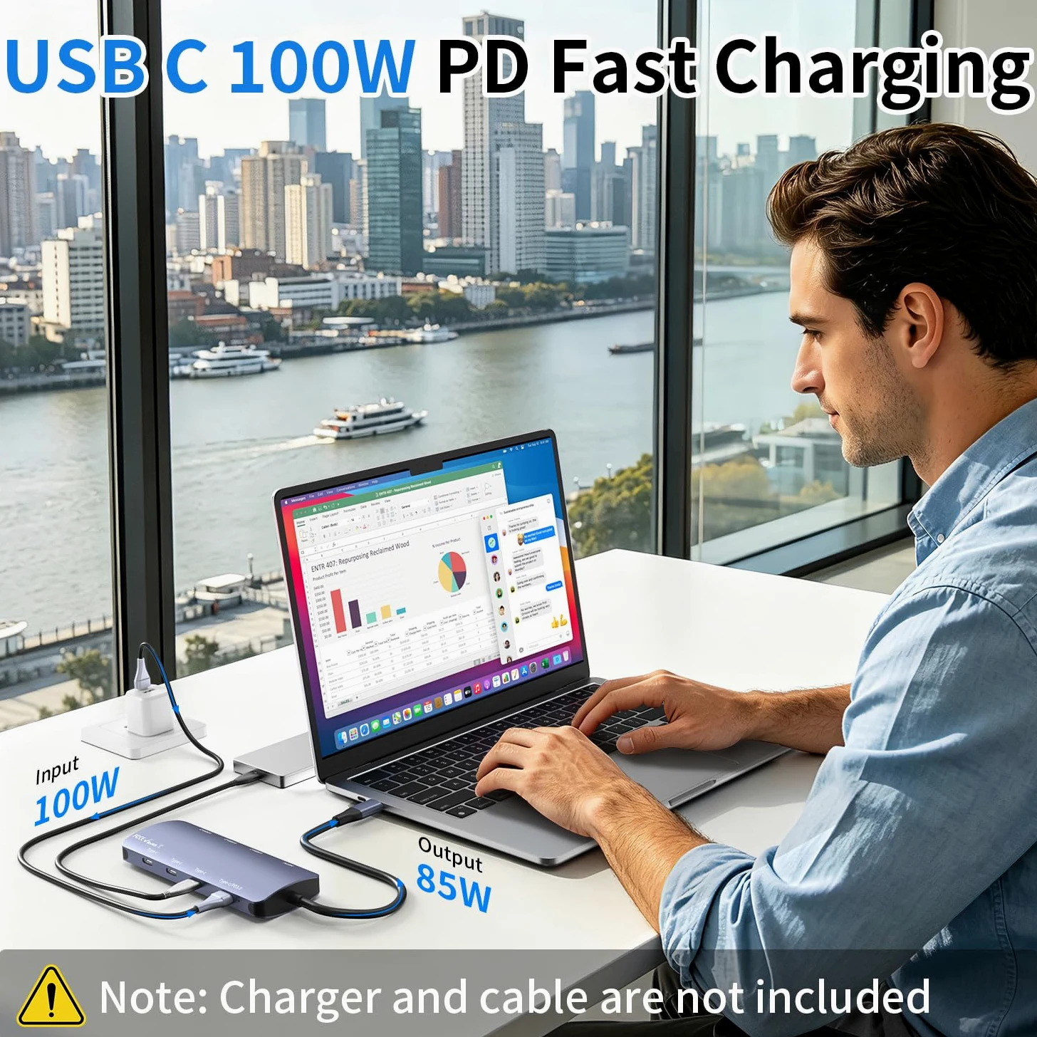 Hub USB-C 8-in-1 con HDMI 4K, 10Gbps USB C Hub con 4K@60Hz Video, 100W PD Ricarica, 7×10Gbps(4×USBC3.2 & 3×USB 3.2), Docking Station per MacBook Pro/Air, iPad Pro, Dell, HP e Altro