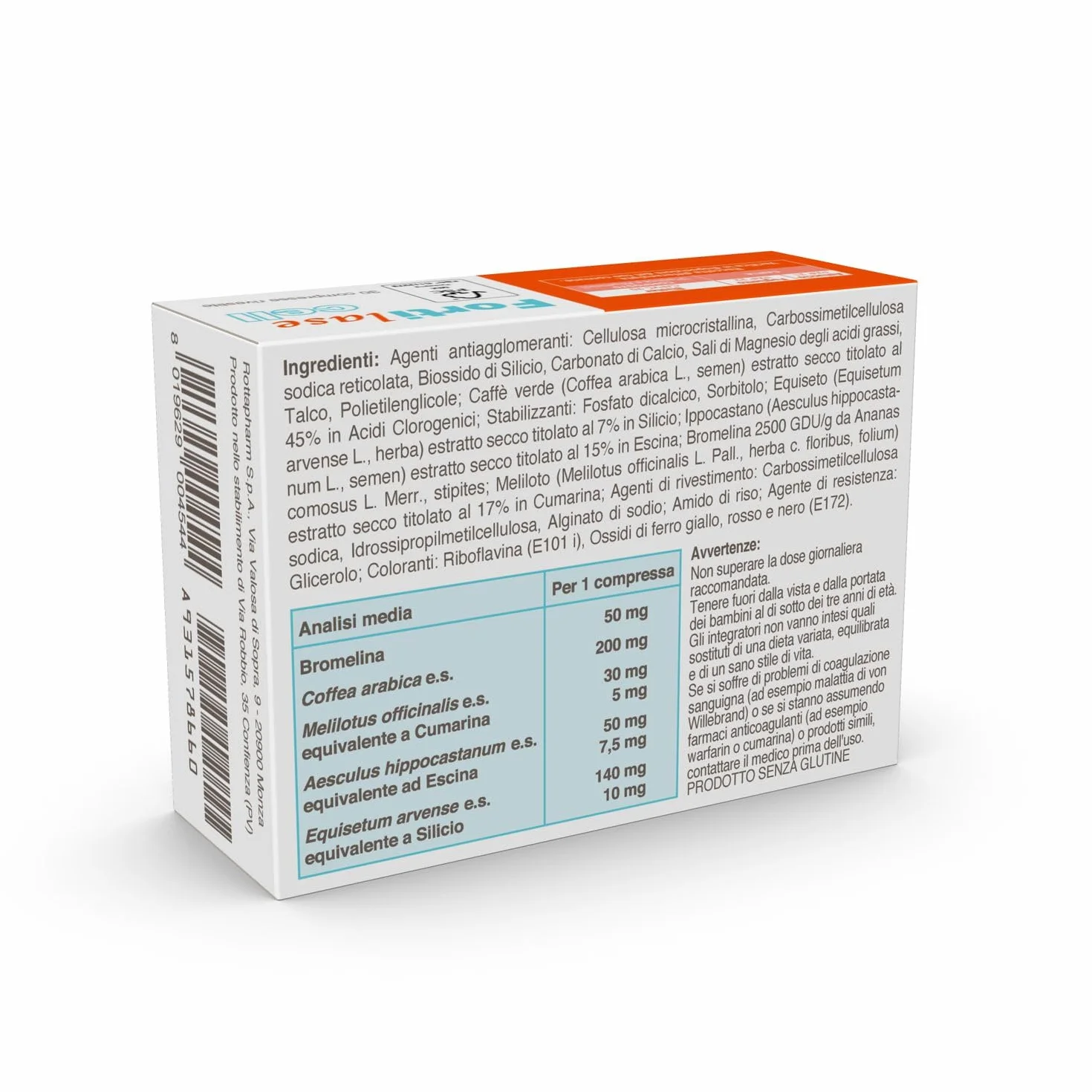 Fortilase Cell 30 Compresse Integratore Alimentare Anticellulite con Bromelina Caffè Verde Ippocastano
