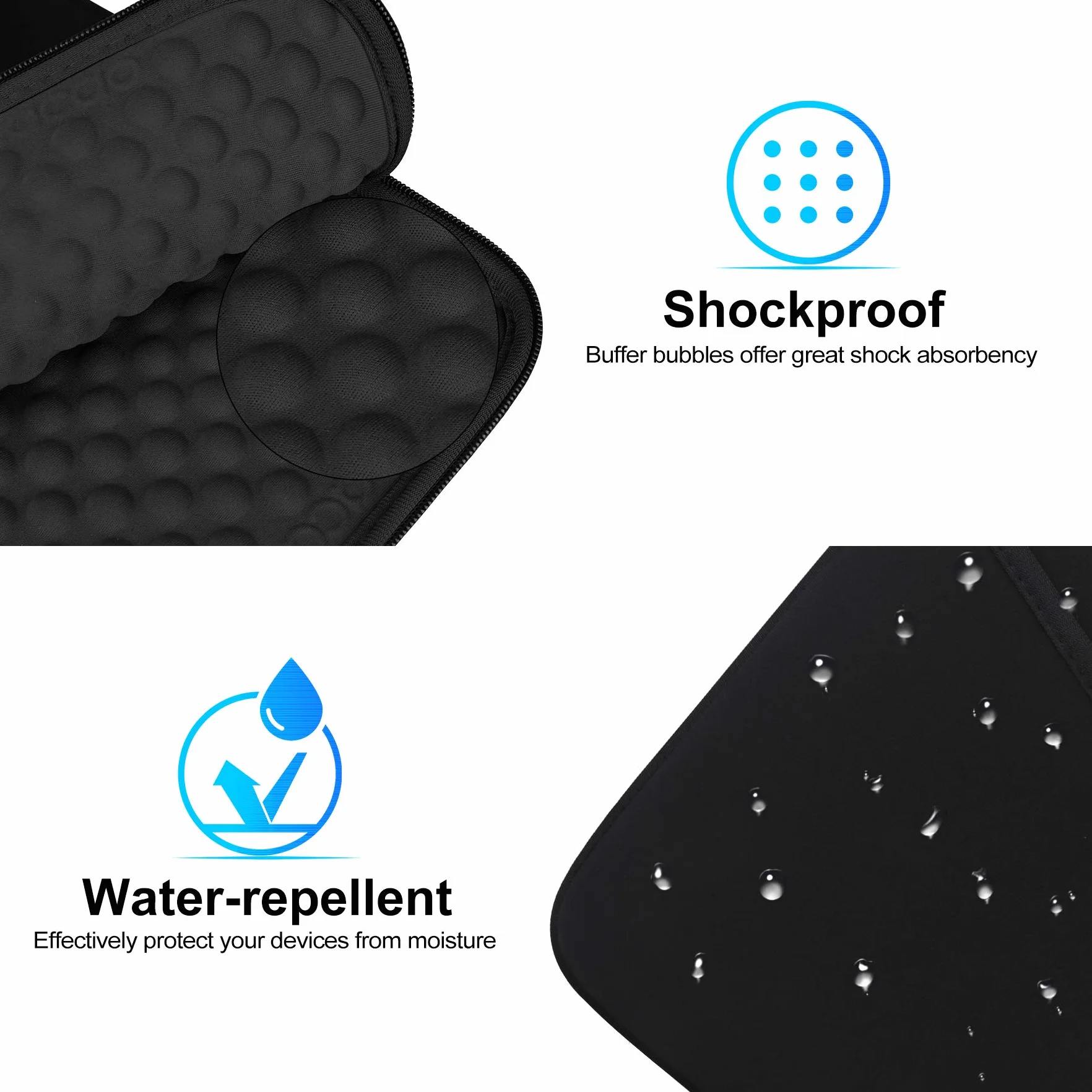 Lacdo Tablet Custodia Protettiva Borsa Compatibile con iPad Mini 7 (A17 Pro)/6/5/4/3/2, Samsung Galaxy Tab A7 Lite 8.7" / Galaxy Tab A 8", Huawei MatePad T8 Resistente agli Urti Antiurto, Nero Nero