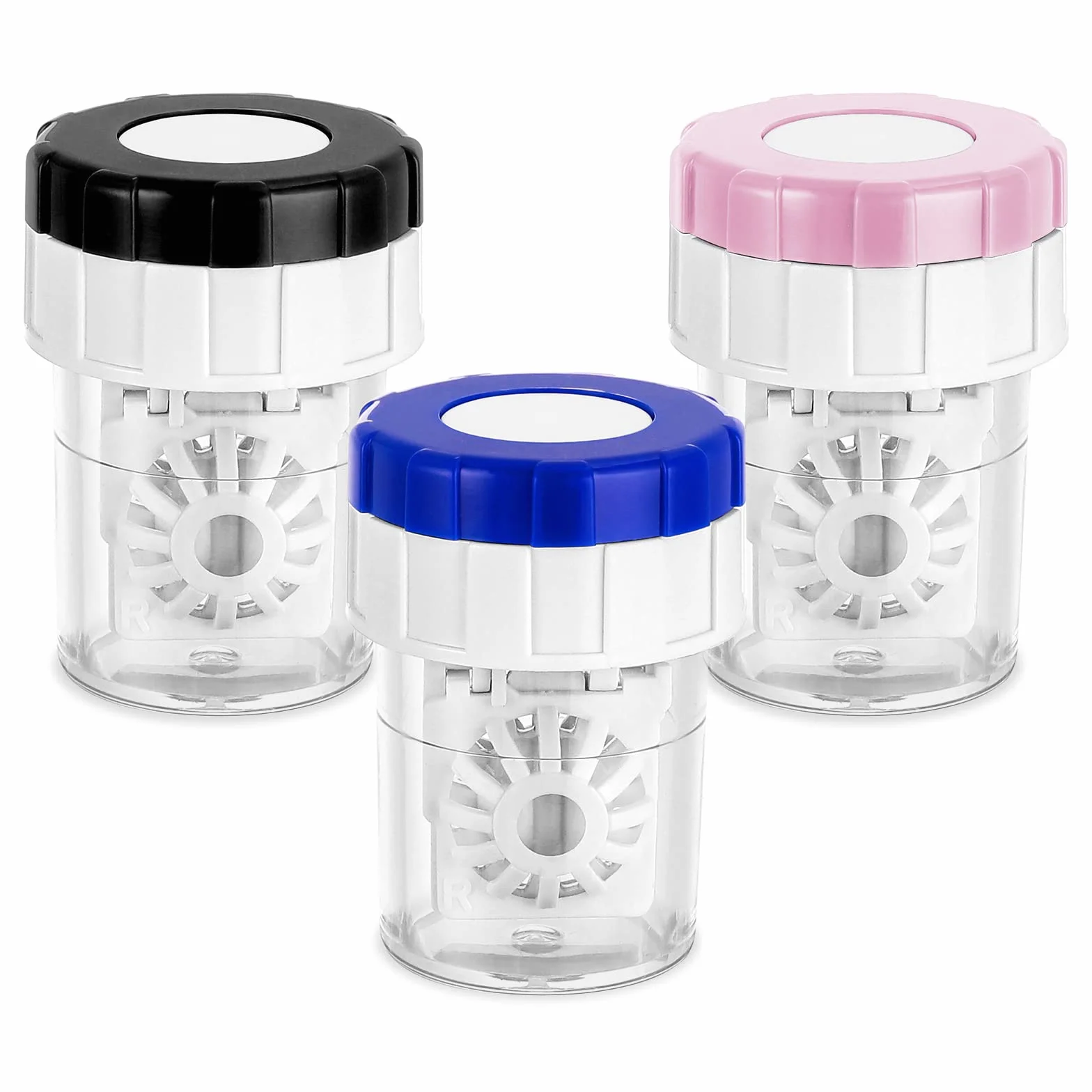 Pulitore portatile a rotazione per lenti a contatto 3 Pezzi Contenitore di plastica