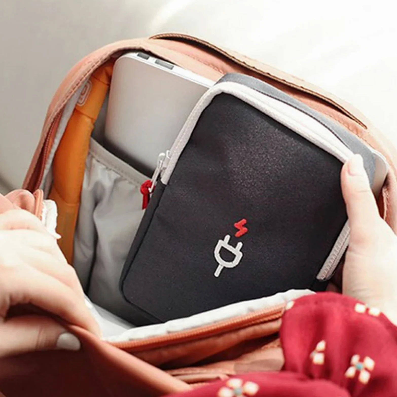 Borsa Organizer Per Cavi Borsa For Organizer Gadget Da Viaggio 2 Pezzi Cavo Digitale Portatile Accessori Elettronica Custodia Trasporto USB Power Bank(Dark grey)