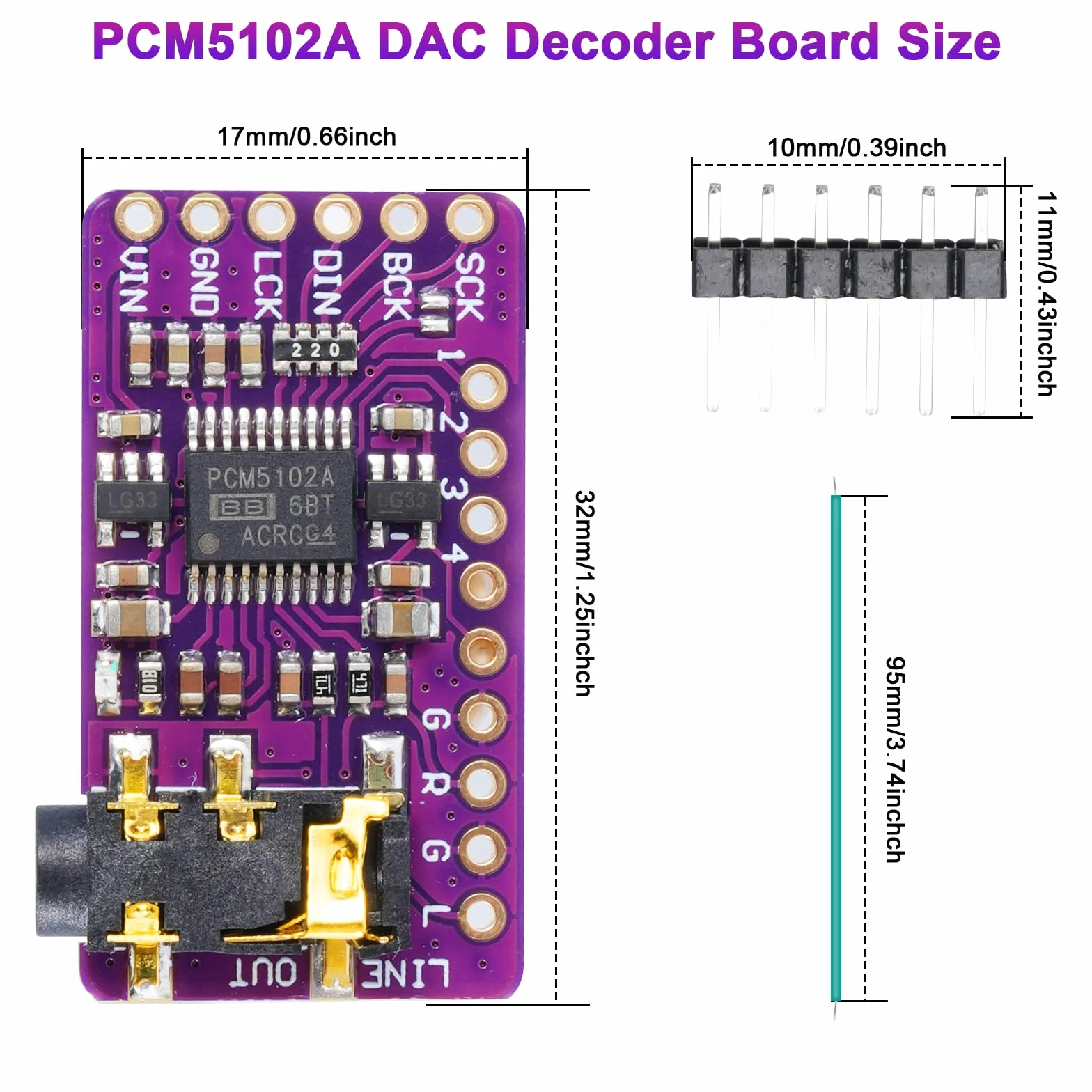 PCM5102A I2S DAC Scheda Decodificatore Ulegqin PCM5102A audio DAC stereo I2S Modulo Alimentazione a 5 V CC IIS Interfaccia per Raspberry Pi Modulo DAC PCM5102 (3 pezzi)