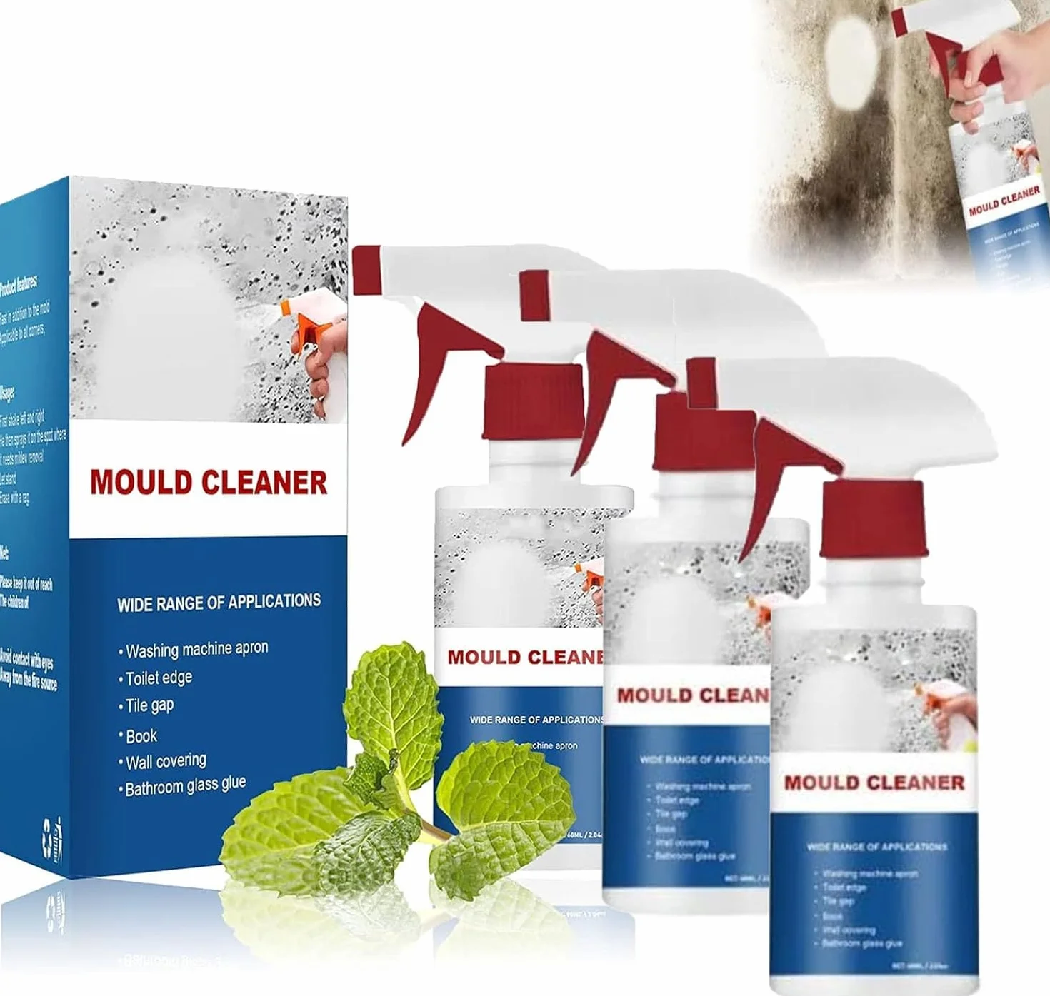 Mildew Cleaner Foam 60ml 3 Pcs - Household Mildew Removal Spray for Kitchen Bathroom