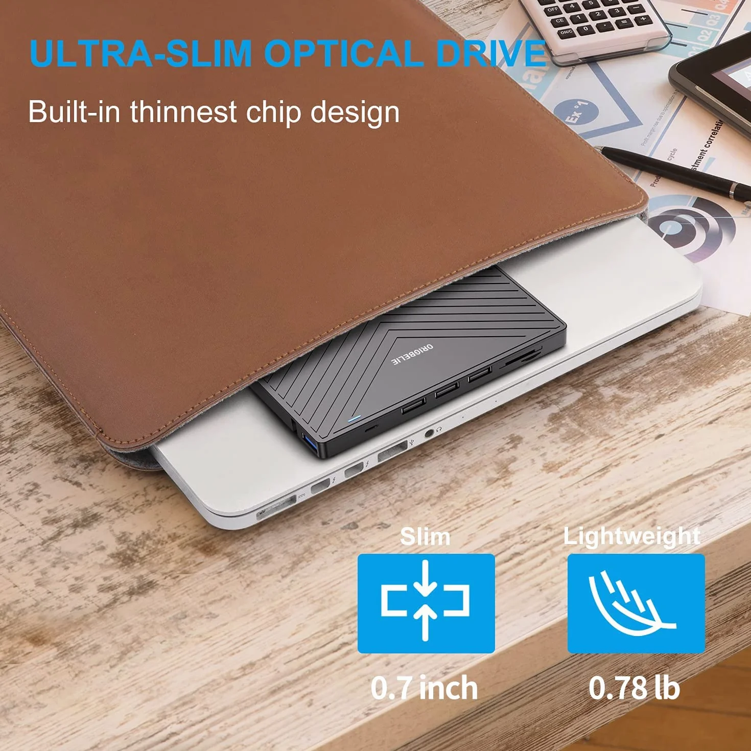 ORIGBELIE Masterizzatore DVD CD Externo, Lettore CD DVD Esterno, USB 3.0 con 4 Porte USB e 2 Lettore di Schede TF/SD, Sottile Unità CD/DVD Esterna Per Laptop Mac PC Windows 11/10/8/7 Linux OS con Caso