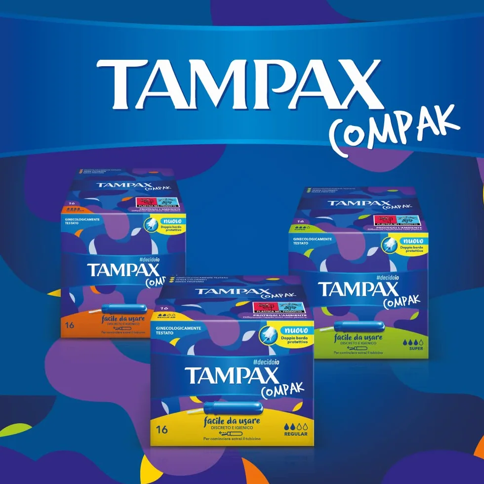 TAMPAX COMPAK super 24 Assorbenti Interni Tascabili con Applicatore in Plastica