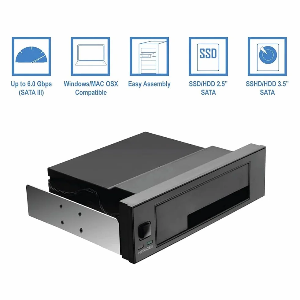 Rack Mobile Universale Hot-Swap per SSD/HDD da 2,5 Pollici o 3,5 Pollici, Contenitore Backplane per Disco Rigido Interno Vassoio