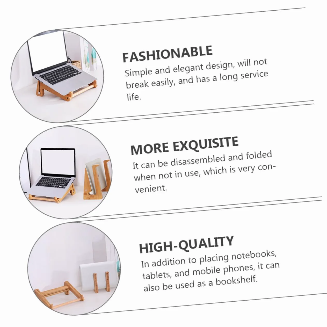 Supporto Portatile per Laptop in Legno Regolabile Supporto Pieghevole per Computer 13-156 Pollici Accessori Multifunzione per Notebook Elevazione Ergonomica
