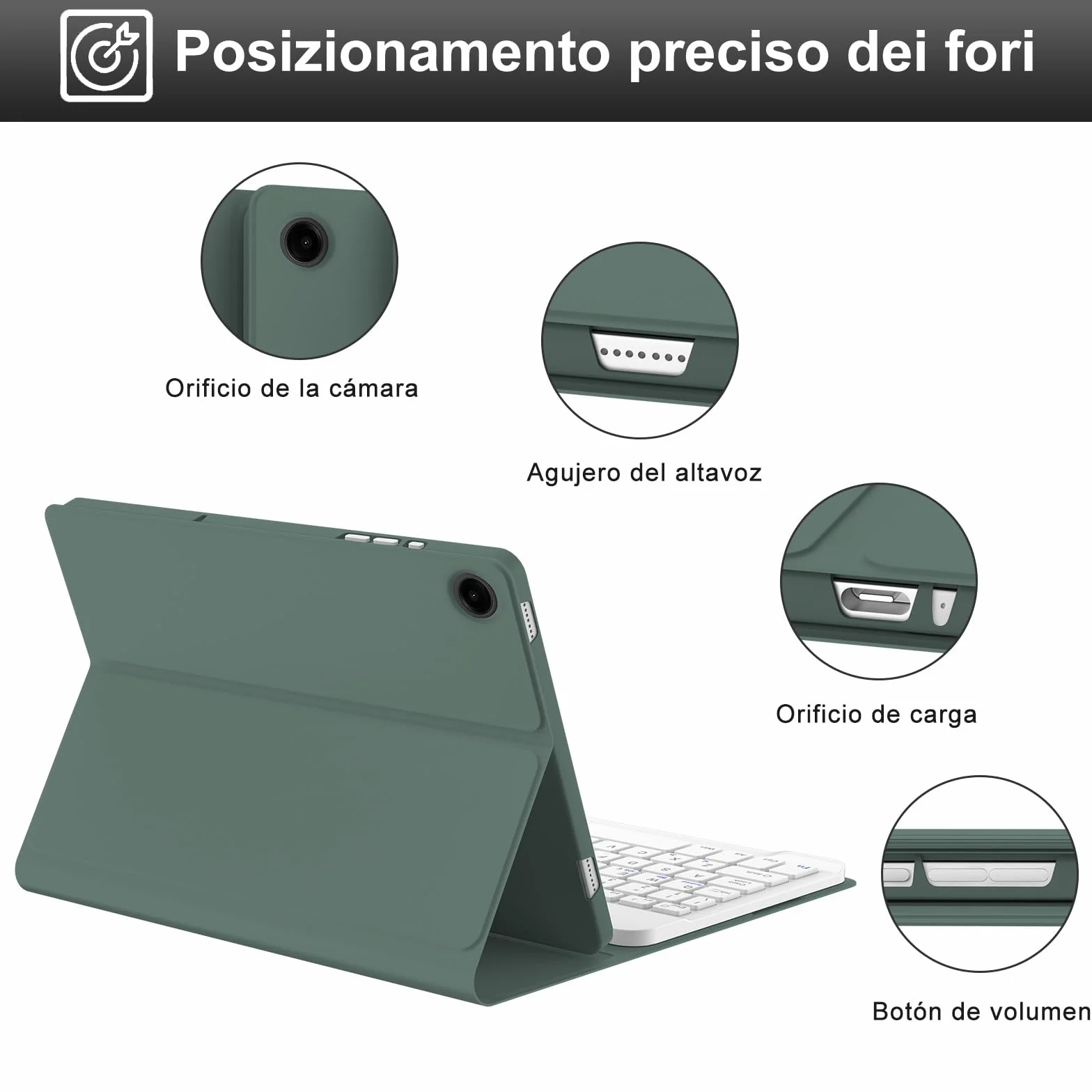 IVEOPPE Tastiera Samsung Galaxy A9 Plus 11" 2023, Cover Tastiera Italiano Bluetooth Rimovibile per Samsung Galaxy Tab A9+ 2023 11 Pollici SM-X210/X216/X218, Verde scuro