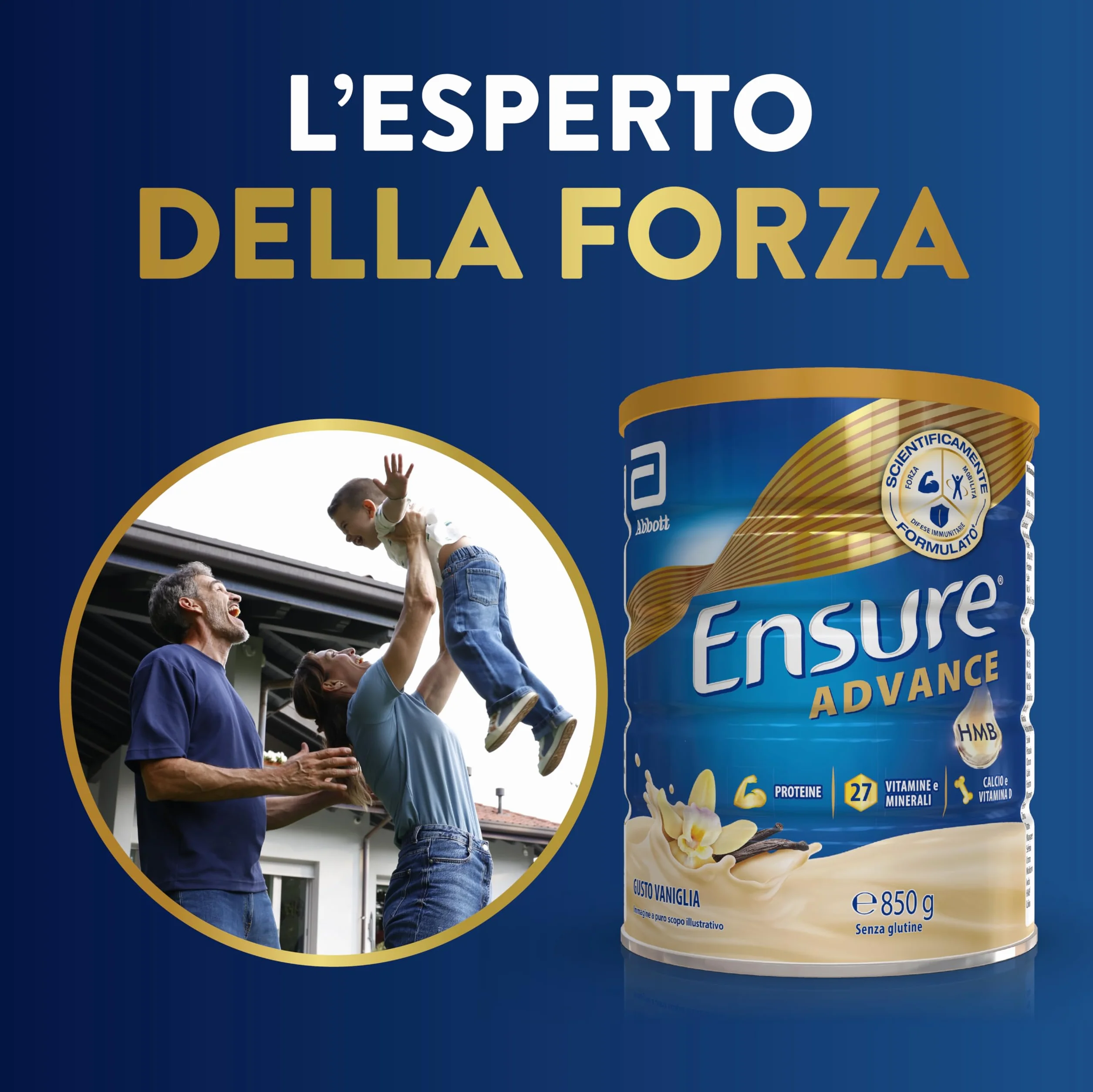 Ensure Advance Proteico in Polvere 850g Gusto Vaniglia 27 Vitamine e Minerali HMB