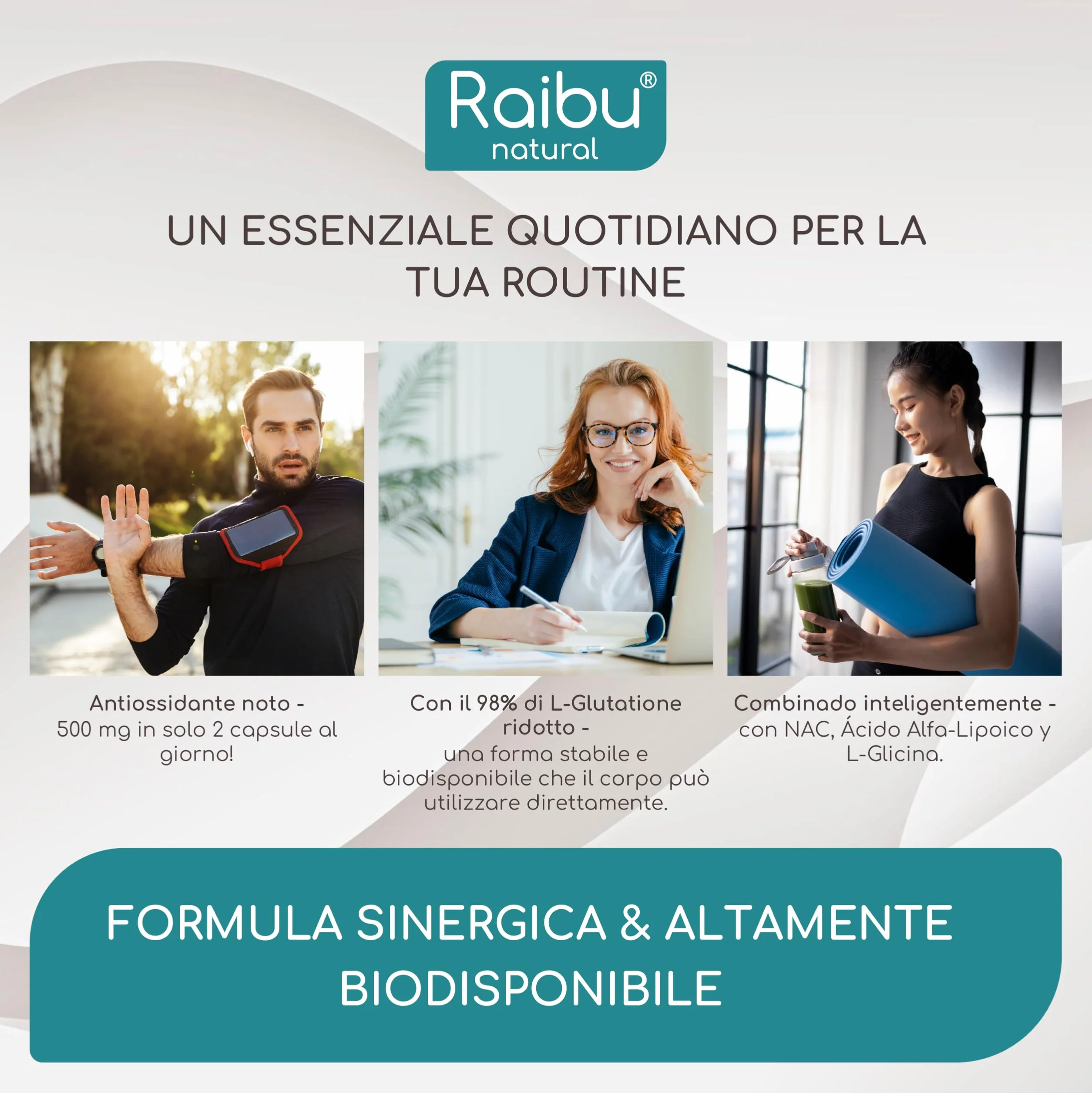 Glutatione Forte Ridotto L-Glutatione con NAC Acido Alfa-Lipoico L-Glicina Antiossidante Bioattivo 250 mg per Capsula 90 Capsule Vegane