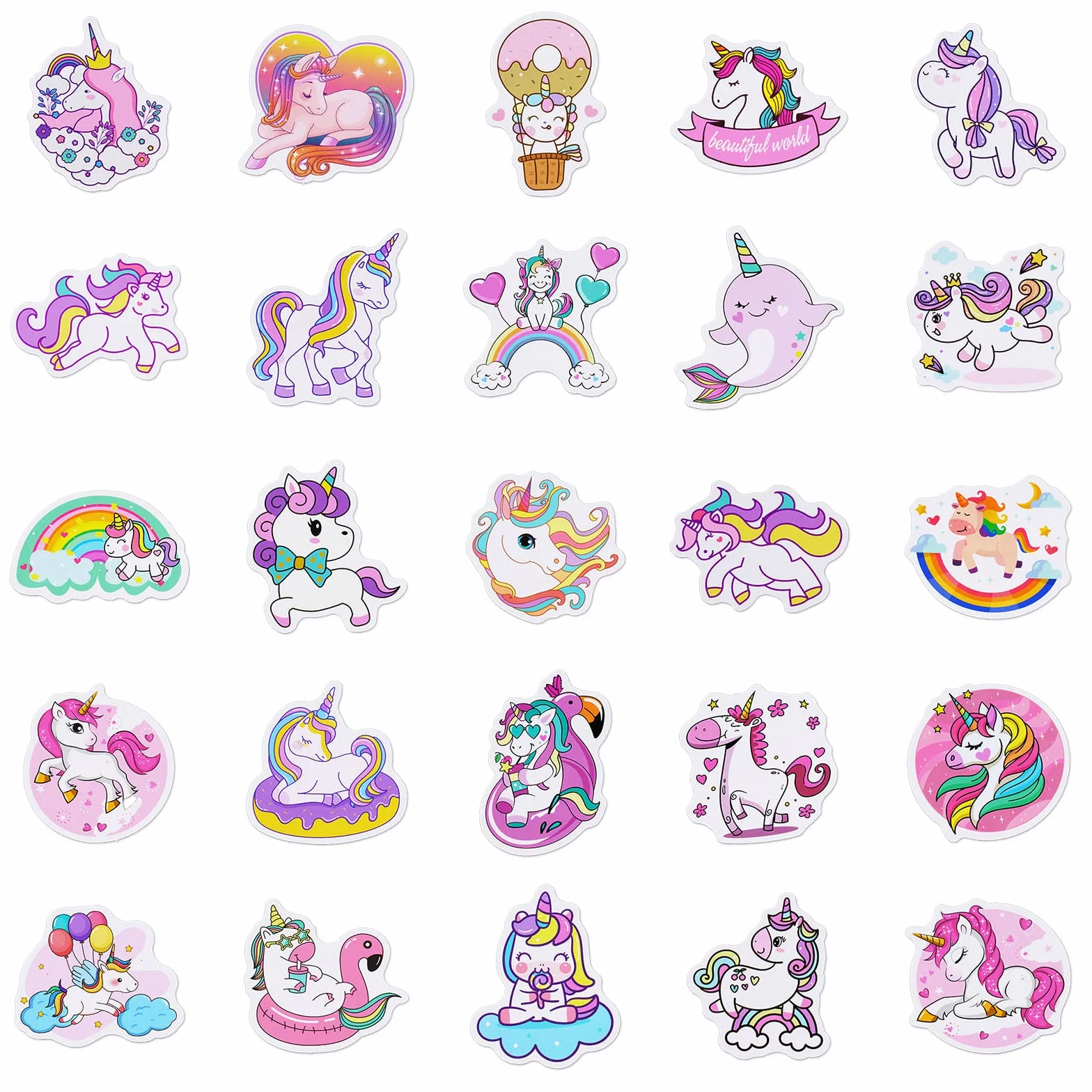 Adesivi per Bambini Unicorno in Vinile Impermeabili Set Personalizzati per Auto Laptop Skateboard Chitarra Cellulare Regalo
