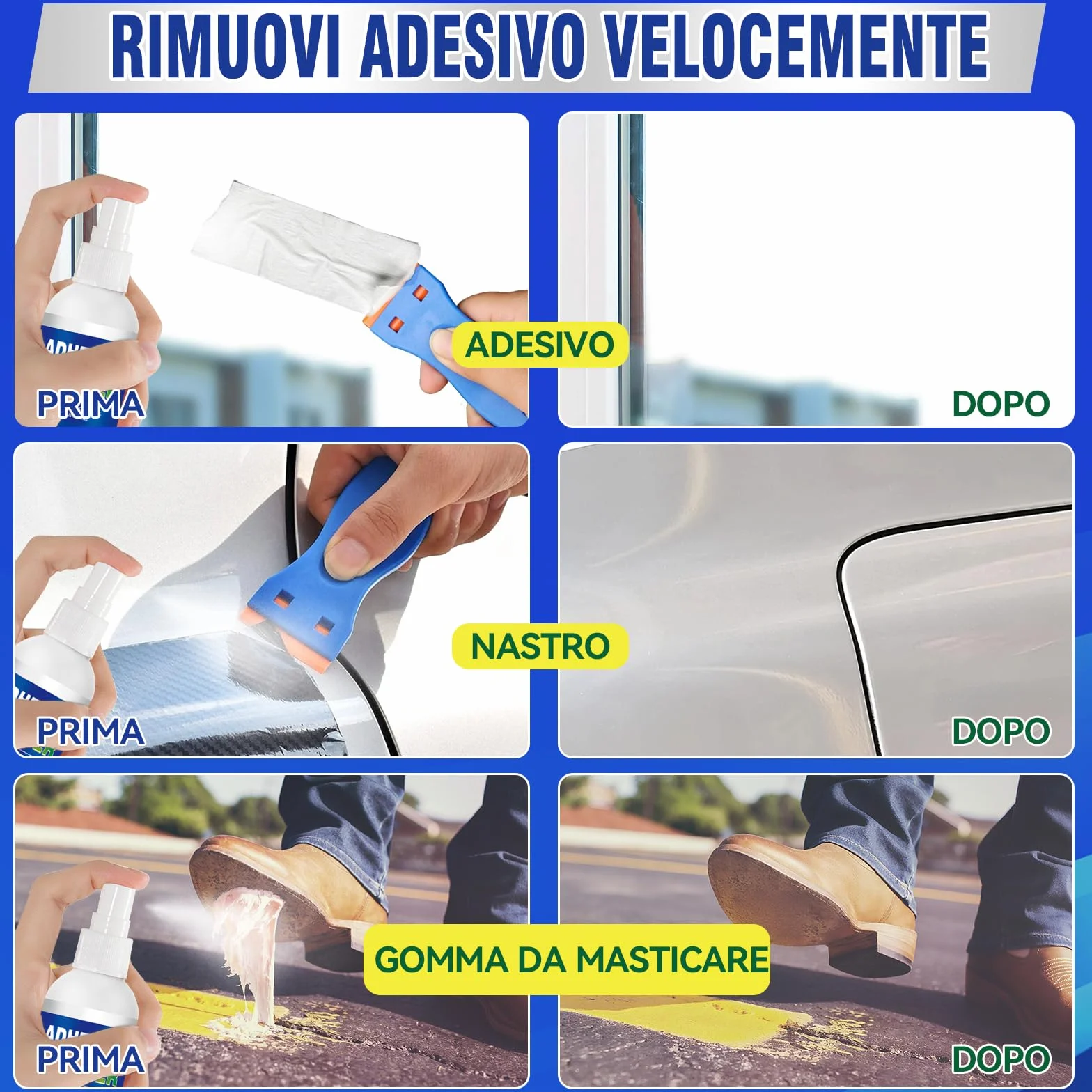 Rimuovi Colla Spray Potente per Adesivi, Silicon, Etichette su Vetri, Legno, Metallo
