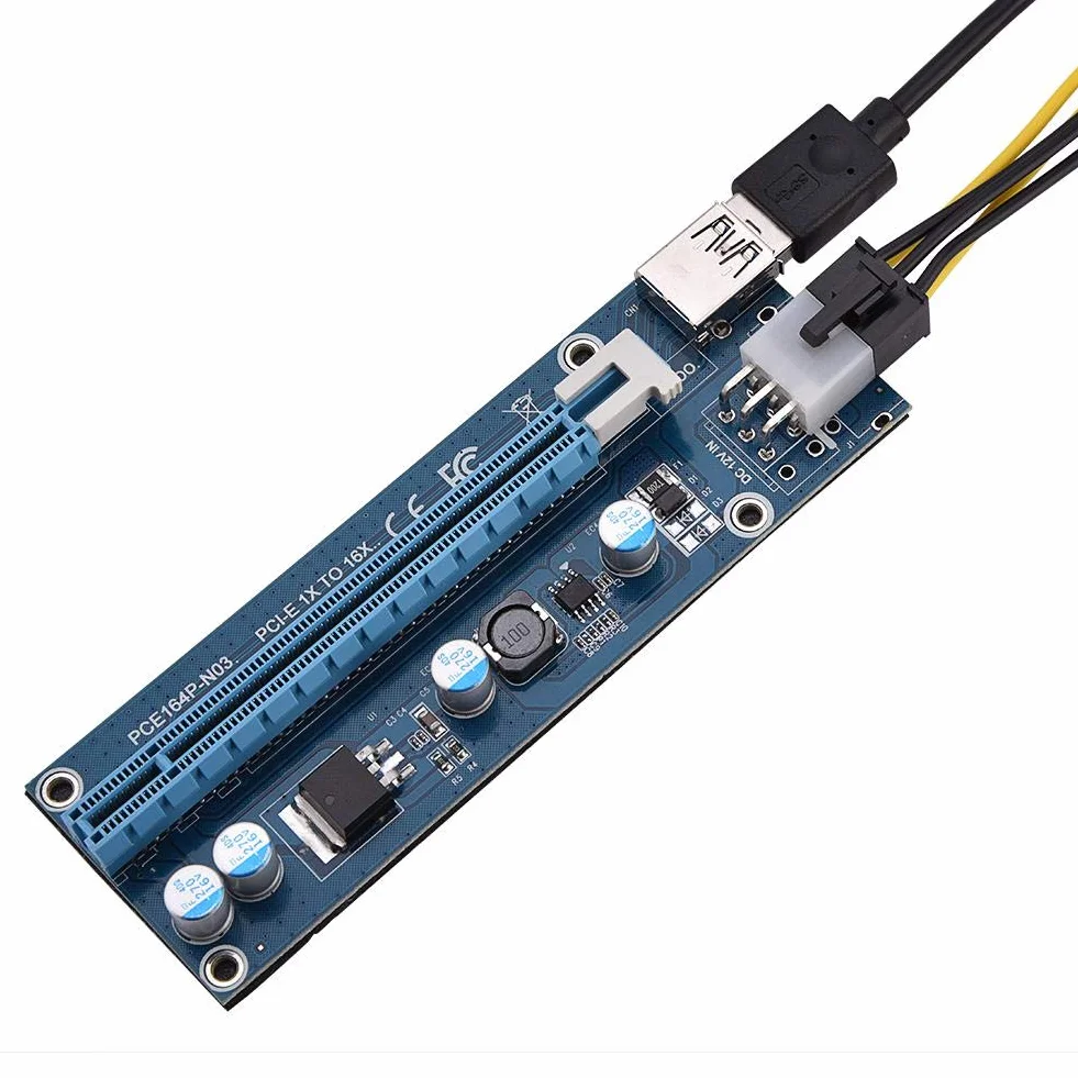 Mini adattatore PCI-E 16X, riser extender mini da PCI-E a PCI Express16x con 4 condensatori a stato solido e interfaccia 6 pin per l'estrazione di schede video