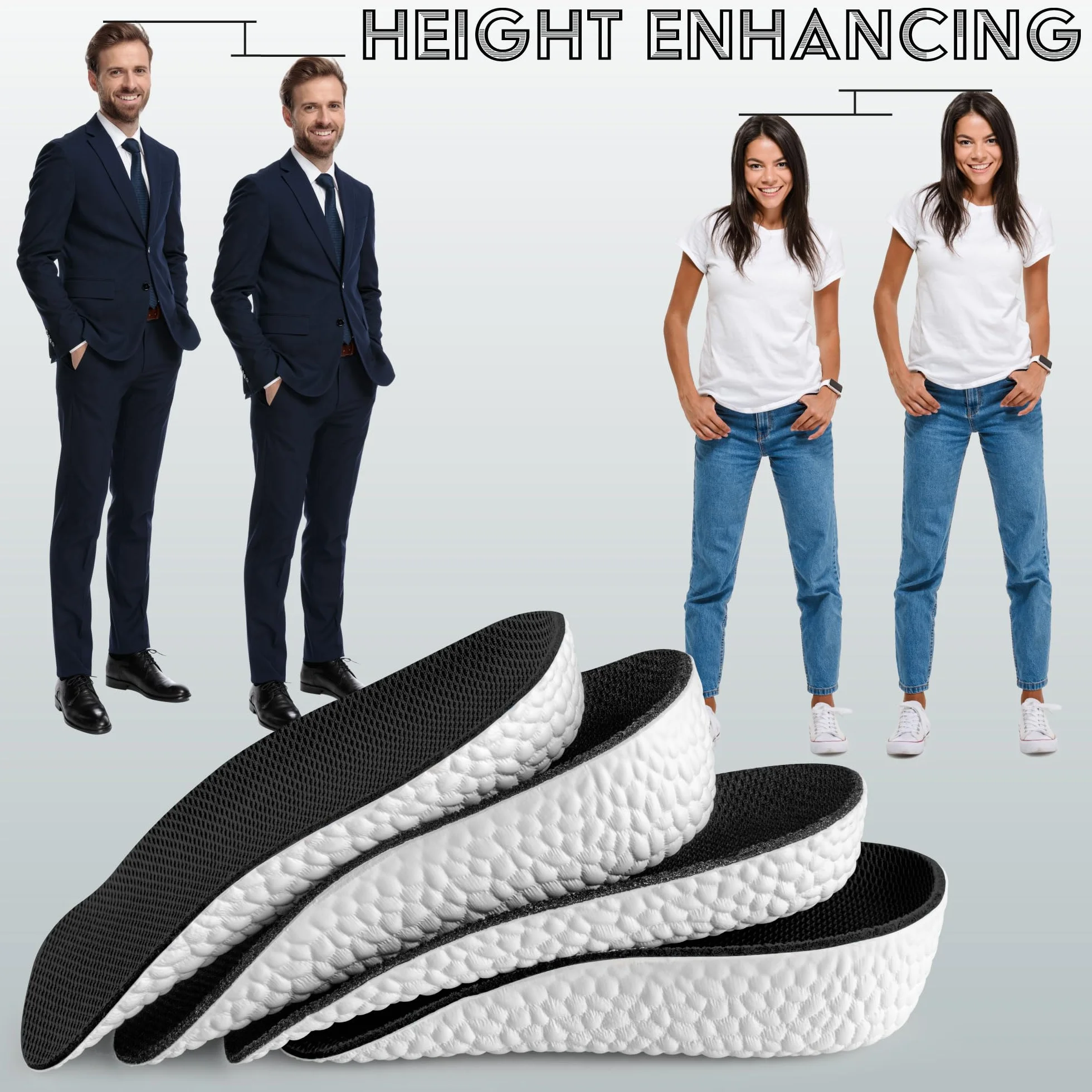 SULPO Solette rialzate per scarpe da uomo 2 cm antiscivolo