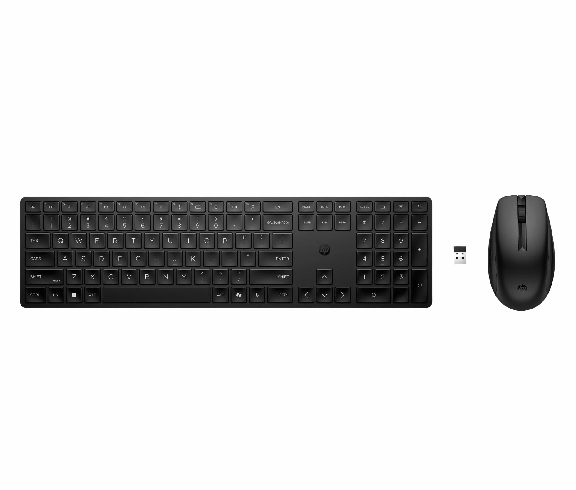 HP 650 Tastiera e Mouse Wireless con Dongle USB-A a 2,4 GHz, 20 Tasti programmabili, Piedini Regolabili con 6 Gradi Inclinazione, Tastierino Numerico, Mouse fino a 4000 DPI Personalizzabili, Nera