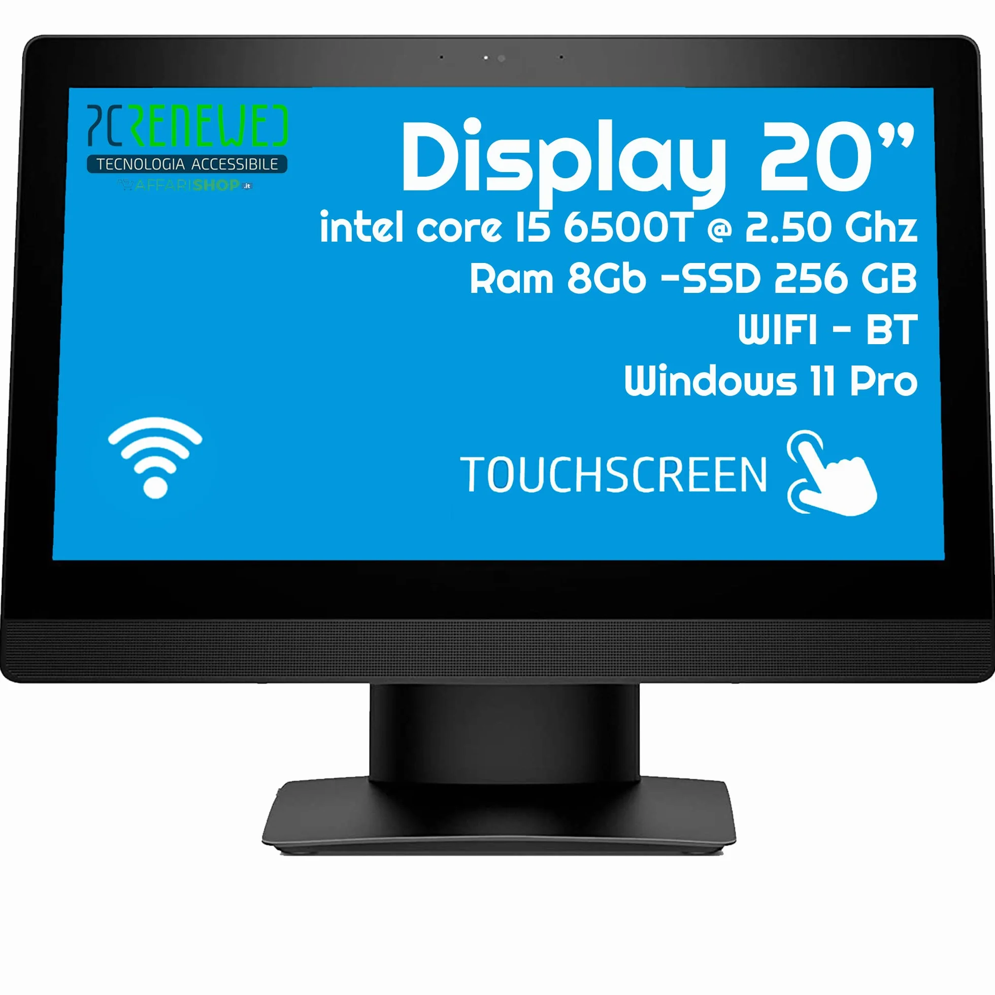 PcRenewed All-in-One Touch Screen Intel I5 6500 8GB SSD 240 Windows 11 Desktop 20" Wi-Fi - PC Fisso completo (Ricondizionato) (Solo PC)