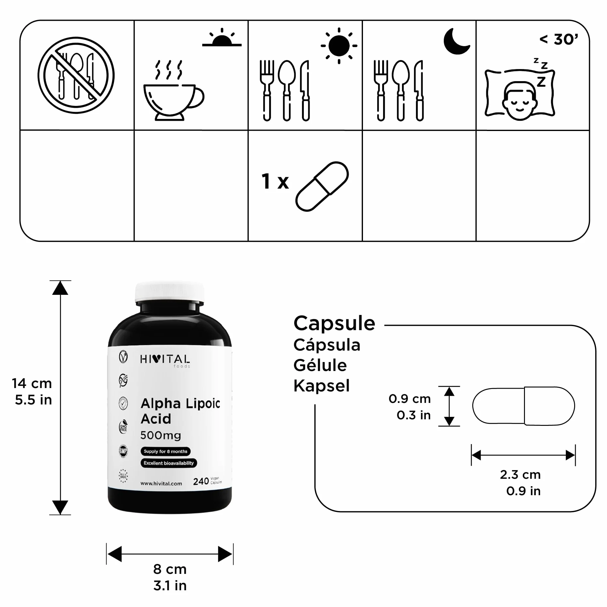 Acido Alfa Lipoico (ALA) 500 mg 240 capsule vegane HIVITAL