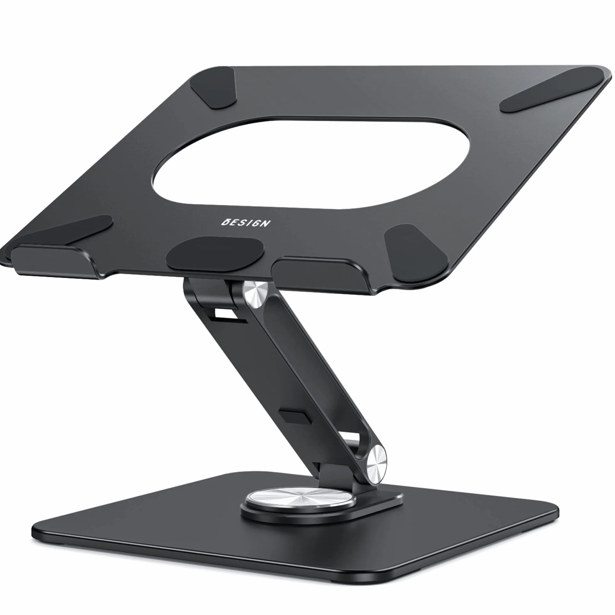 BESIGN LSX7 Supporto PC Portatile con Base Girevole a 360°, Supporto per Portatile Ergonomico, Supporto per Laptop Compatibile con Portatili da 10-15.6" (Nero)