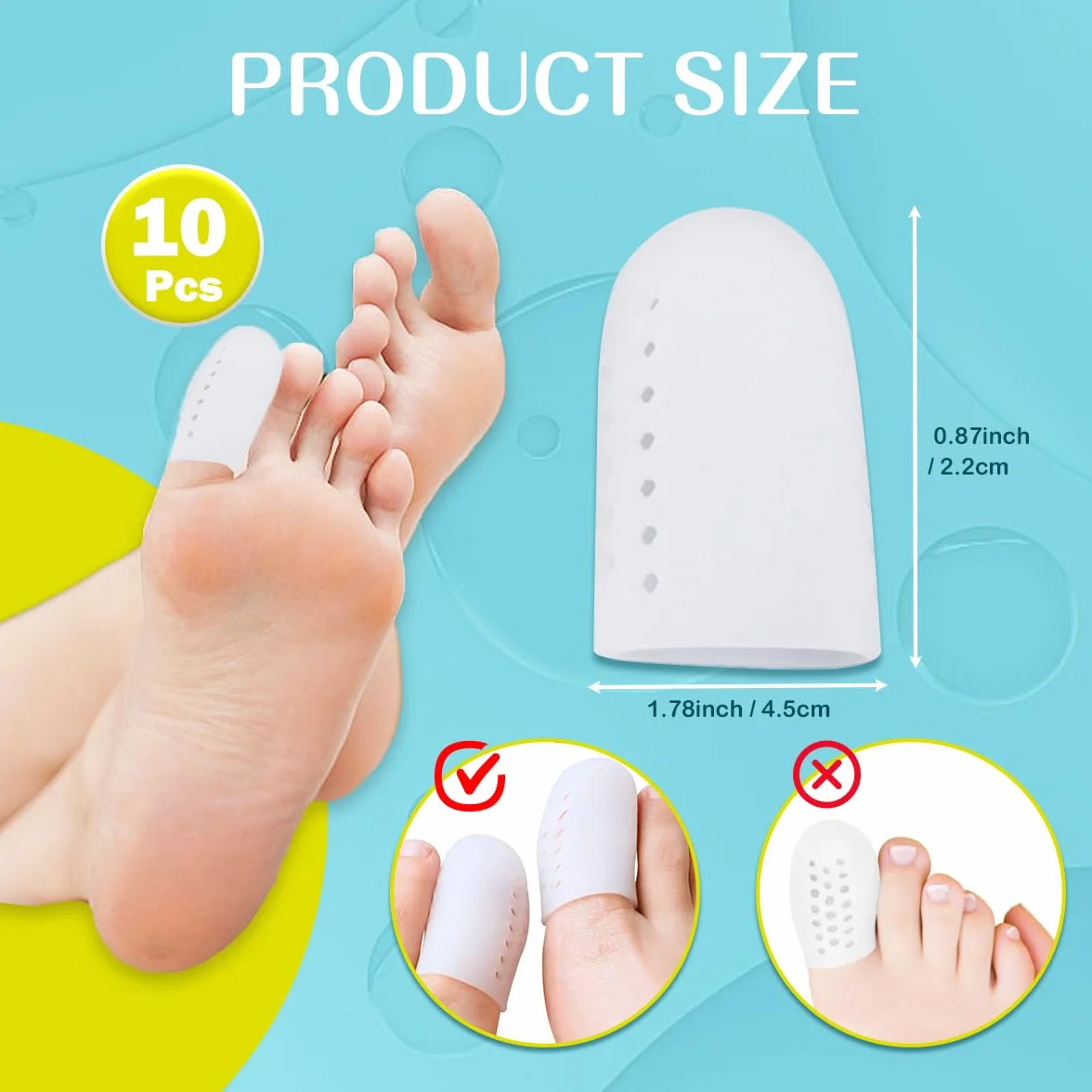 Protezione Dita Piedi in Silicone 10 Pezzi, Traspirante Protezione Alluce Antivesciche Anticalli