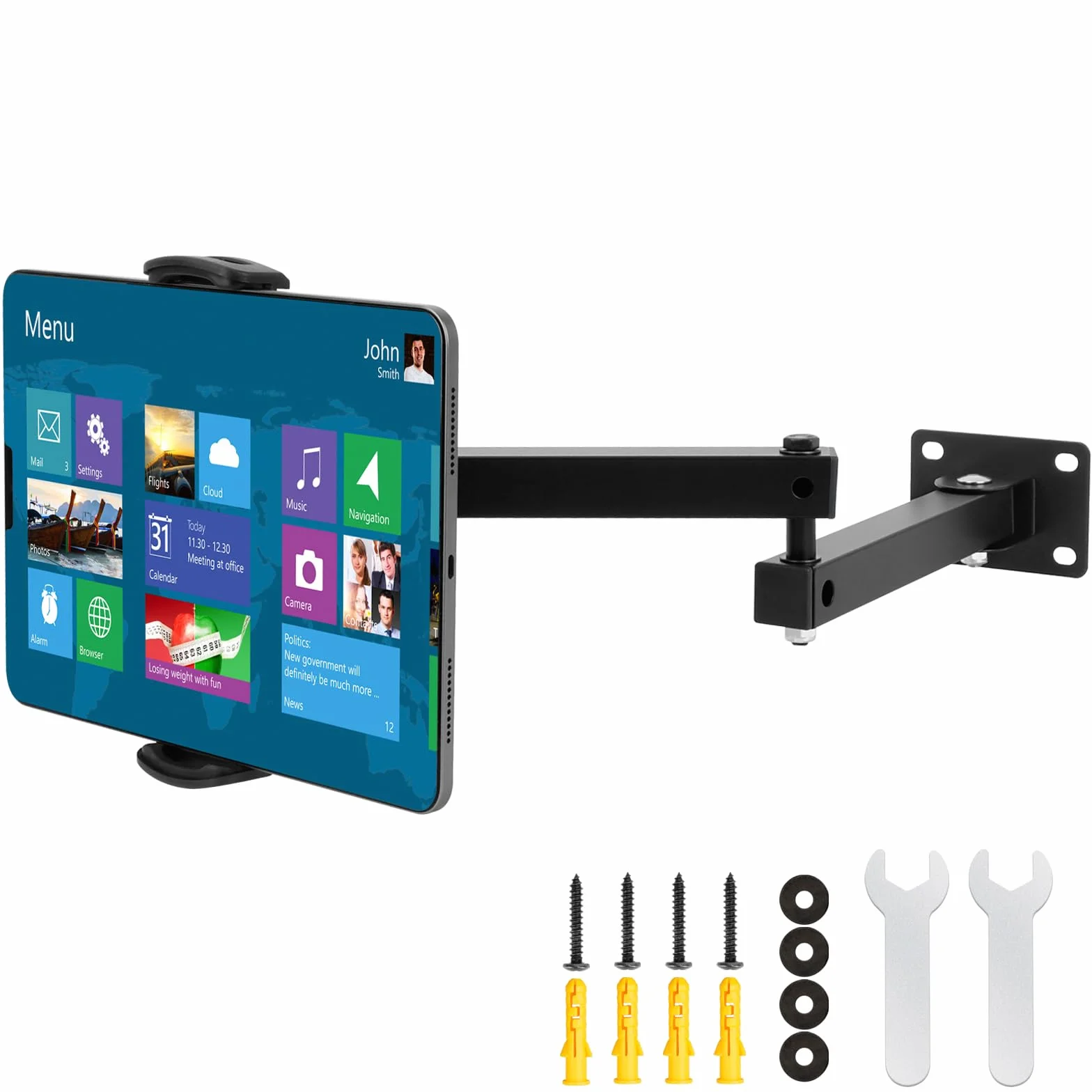 Dadabig Supporto da Parete per Tablet, Supporto Muro Tablet con Braccio Regolabile, Supporto Tablet Girevole a 360° Gradi per Tutti Smartphone e Tablet da 4-13 Pollici