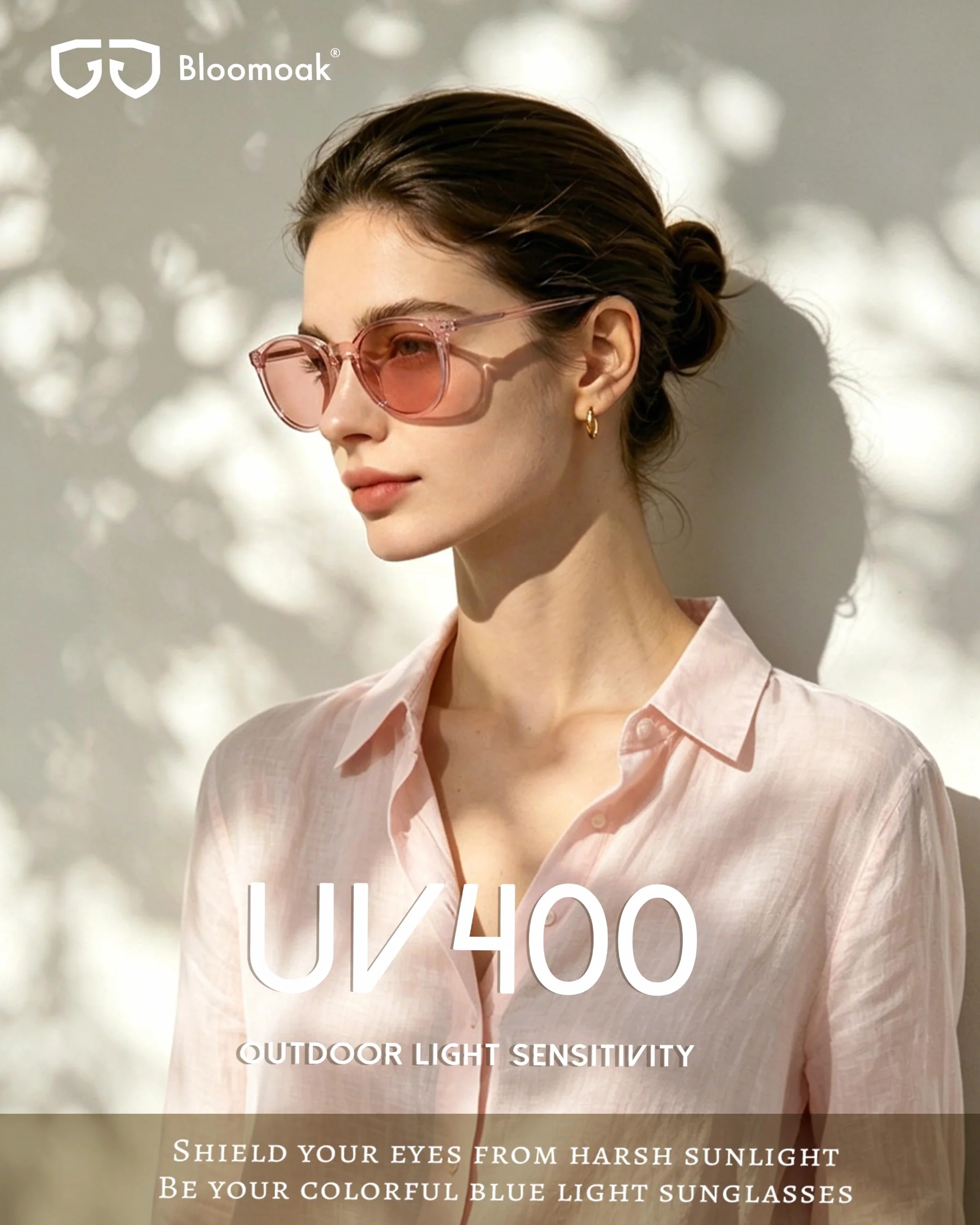 Bloomoak Occhiali FL-Flex per emicrania rosa, 53 mm, per sensibilità alla luce e fotofobia