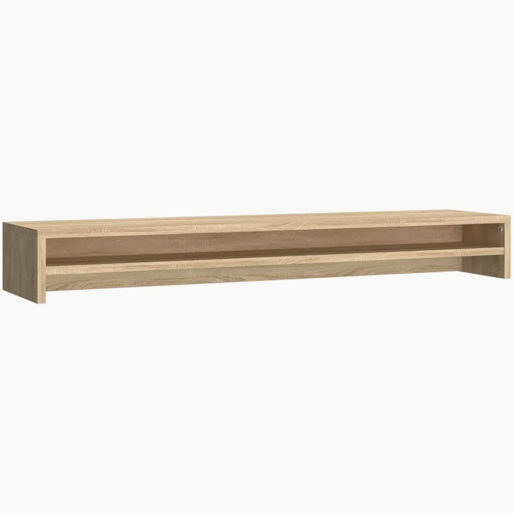 Supporto per monitor, in rovere Sonoma, 100 x 24 x 13 cm, ergonomico da scrivania con ripiano, doppio supporto per monitor per ufficio e home office