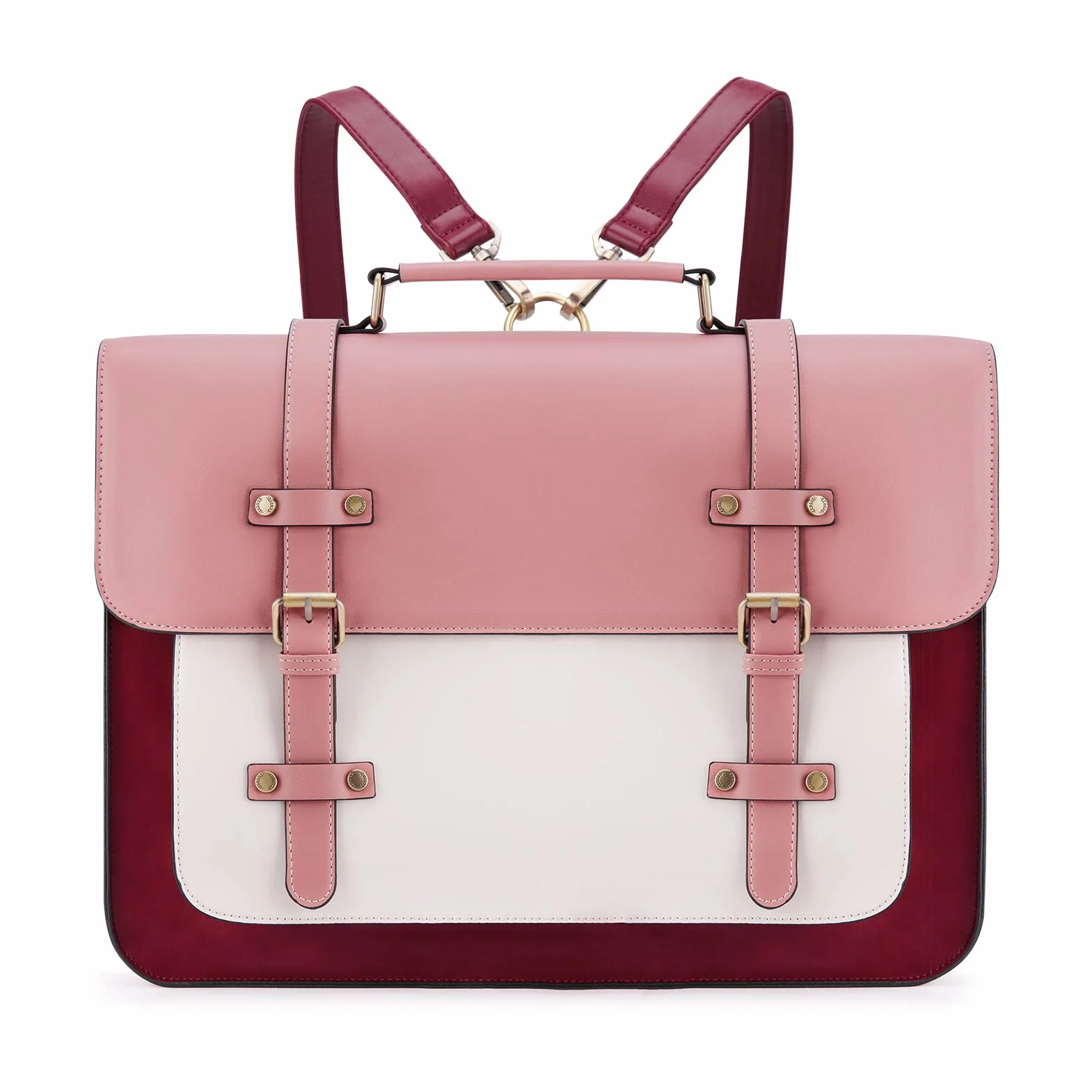 Ecosusi - Borsa porta laptop da donna, 15,6 pollici, borsa a mano, tracolla, in PU, stile vintage, zaino, per insegnanti, borsa da lavoro, per studenti, con tracolla rimovibile, Colore: rosa., Vintage