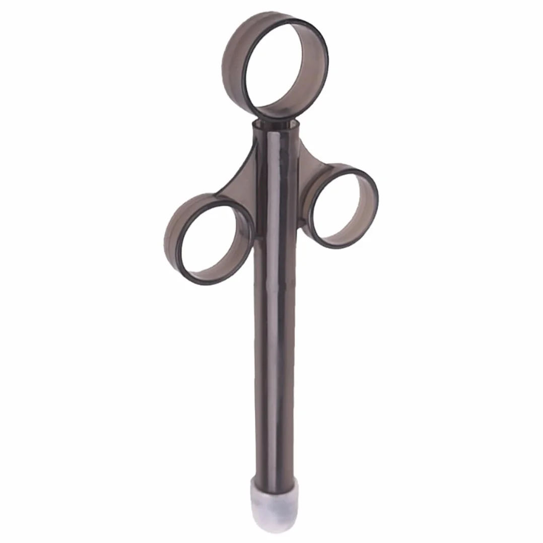 Applicatore Lubrificante Riutilizzabile Portatile Siringa Vaginale con Anello di Trazione e Presa per le Dita Nero