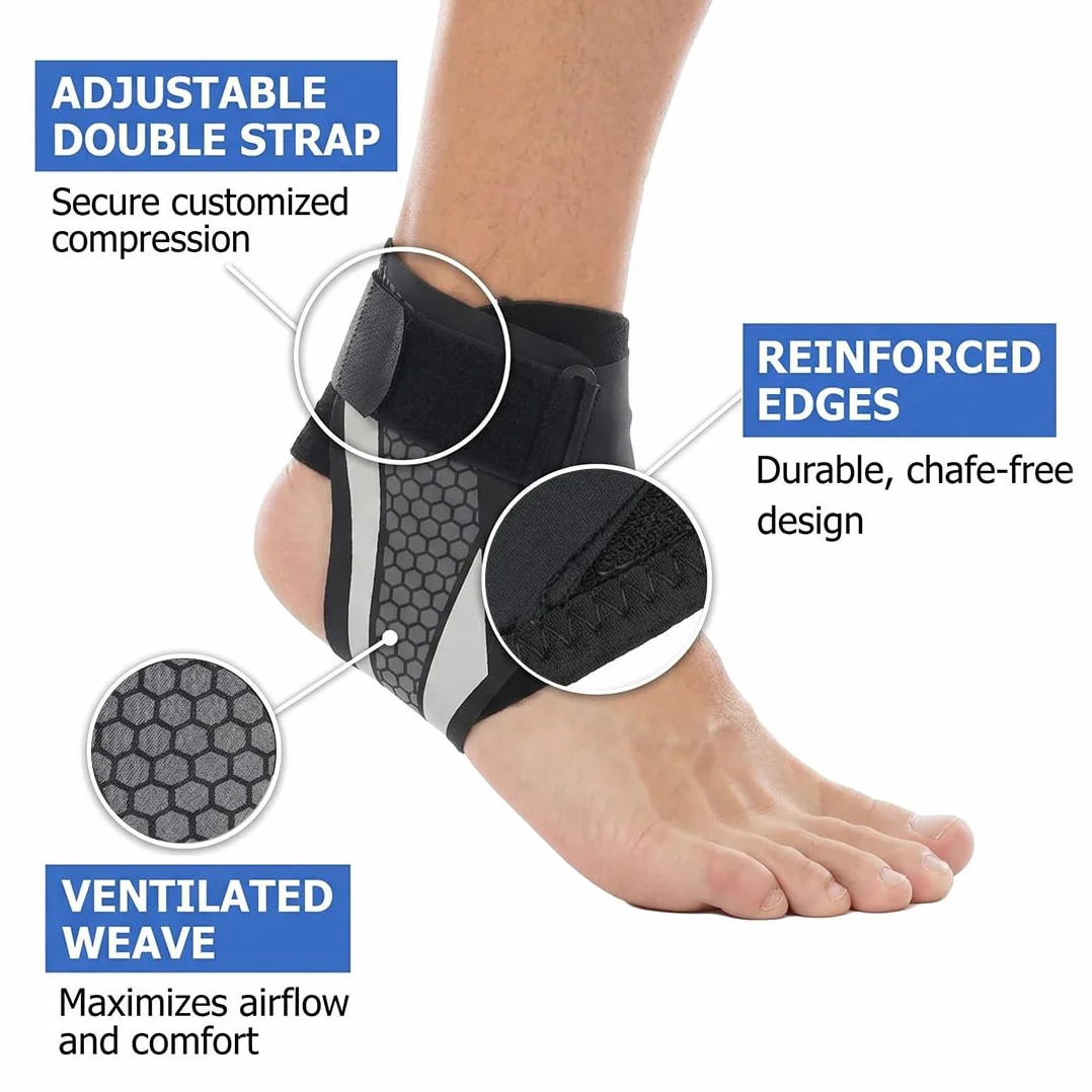 Cavigliera Sportiva per Distorsione Supporto Elastica in Nylon Traspirante con Doppia Fascia Regolabile a U Unisex