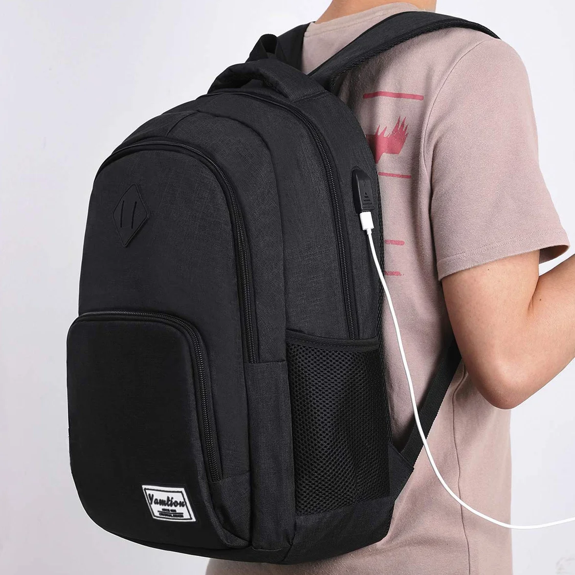 YAMTION Zaino Uomo Donna,Zaini Scuola per Media Superiore Università USB Adulti Zaini porta Lavoro Ufficio