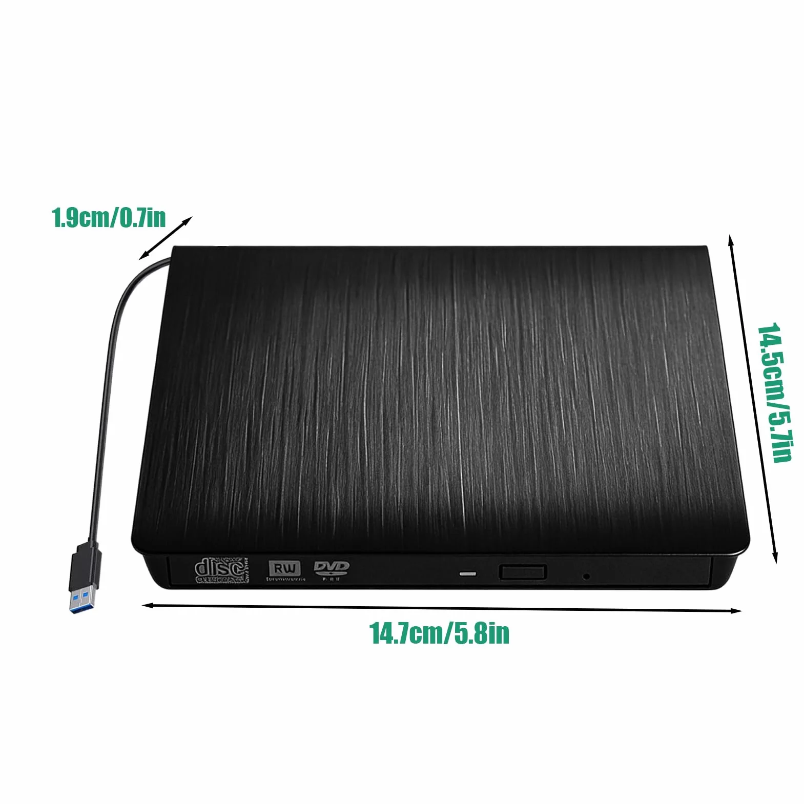 Slim USB Disc Burner - External Laptop Optical Drive, Rewriter C D D VD Reader, Portable Data Storage Device | Backup Solution, Media Archiving, File Management, Entertainment Use, Office Tasks, Home