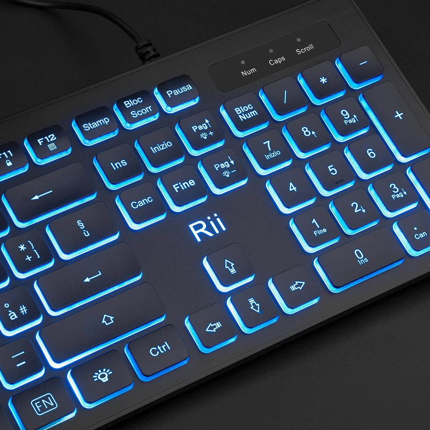 Rii RK105 - Set tastiere e mouse retroilluminati a LED, design elegante e minimalista