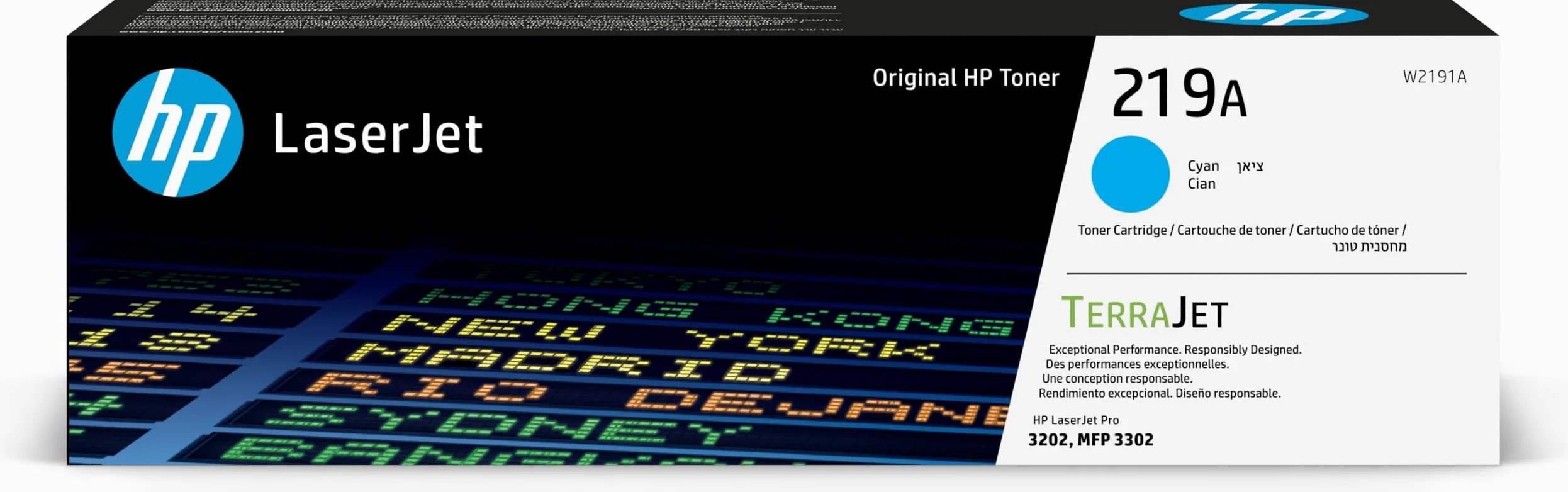 HP 219A W2191A Ciano, Cartuccia Toner Originale da 1200 Pagine, Capacità Standard, Compatibile con le Stampanti LaserJet Pro serie 3202 e 3302