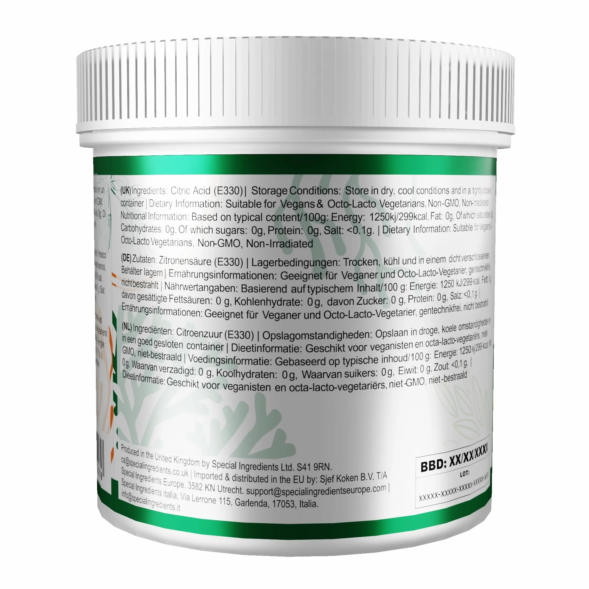 Kwas cytrynowy Special Ingredients 100 g bezglutenowy wegański