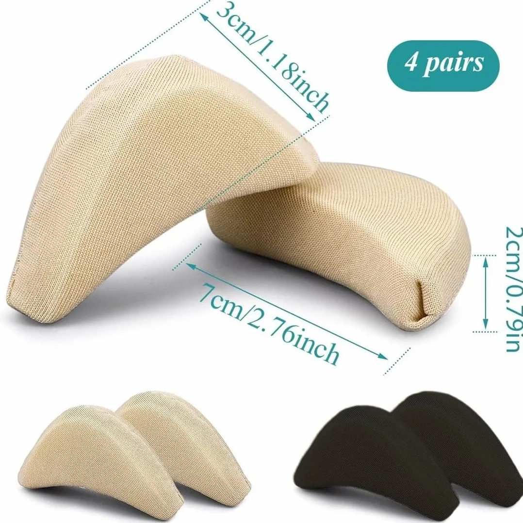 Riempitivi Scarpe Inserti Cuscinetto Punta Scarpe Comfort Spugne Morbide Regolabili Poggiapiedi Tallone Sostegno Nero + Nudo