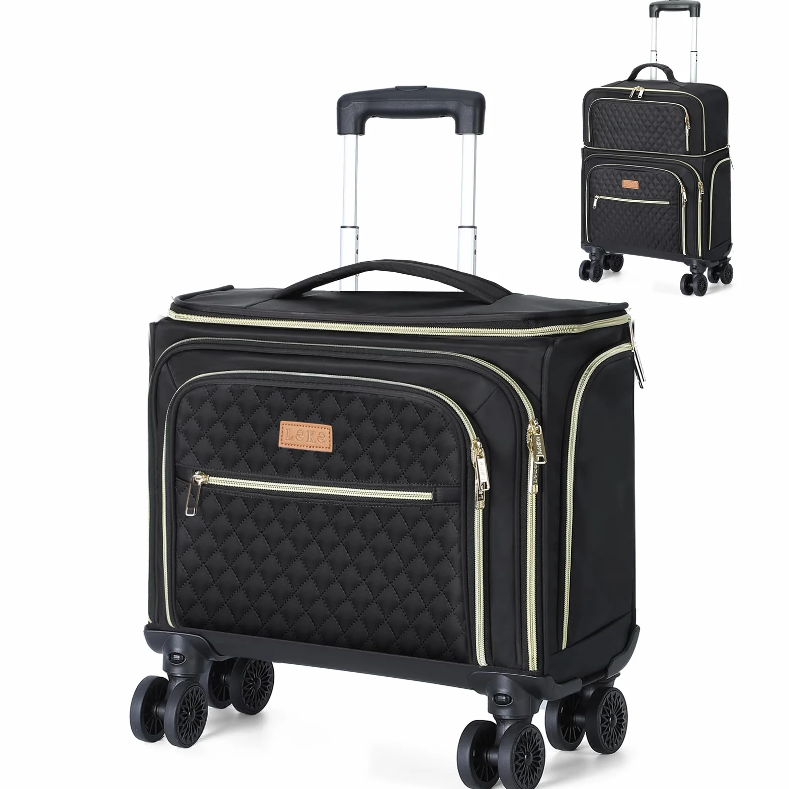 Lekeinchi Trolley Bagaglio a Mano 55x40x20 Espandibili 25-38L Valigia con 6 Tasche Organizer per Laptop Nero