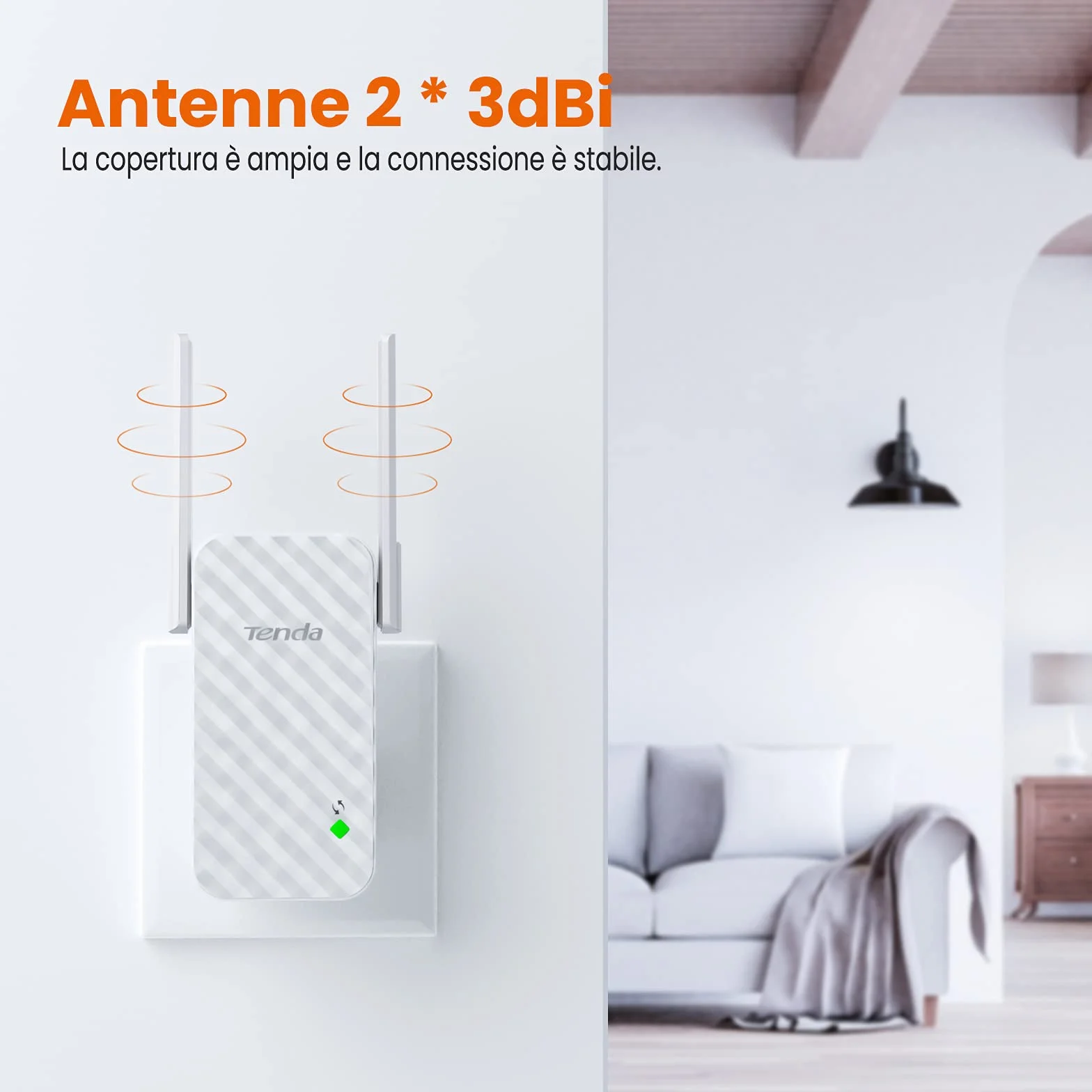 Tenda A9 Ripetitore WiFi Extender e Access Point, Velocità Single Band 300Mbps, Compatibile con i principali router, Installazione facile, Bianco