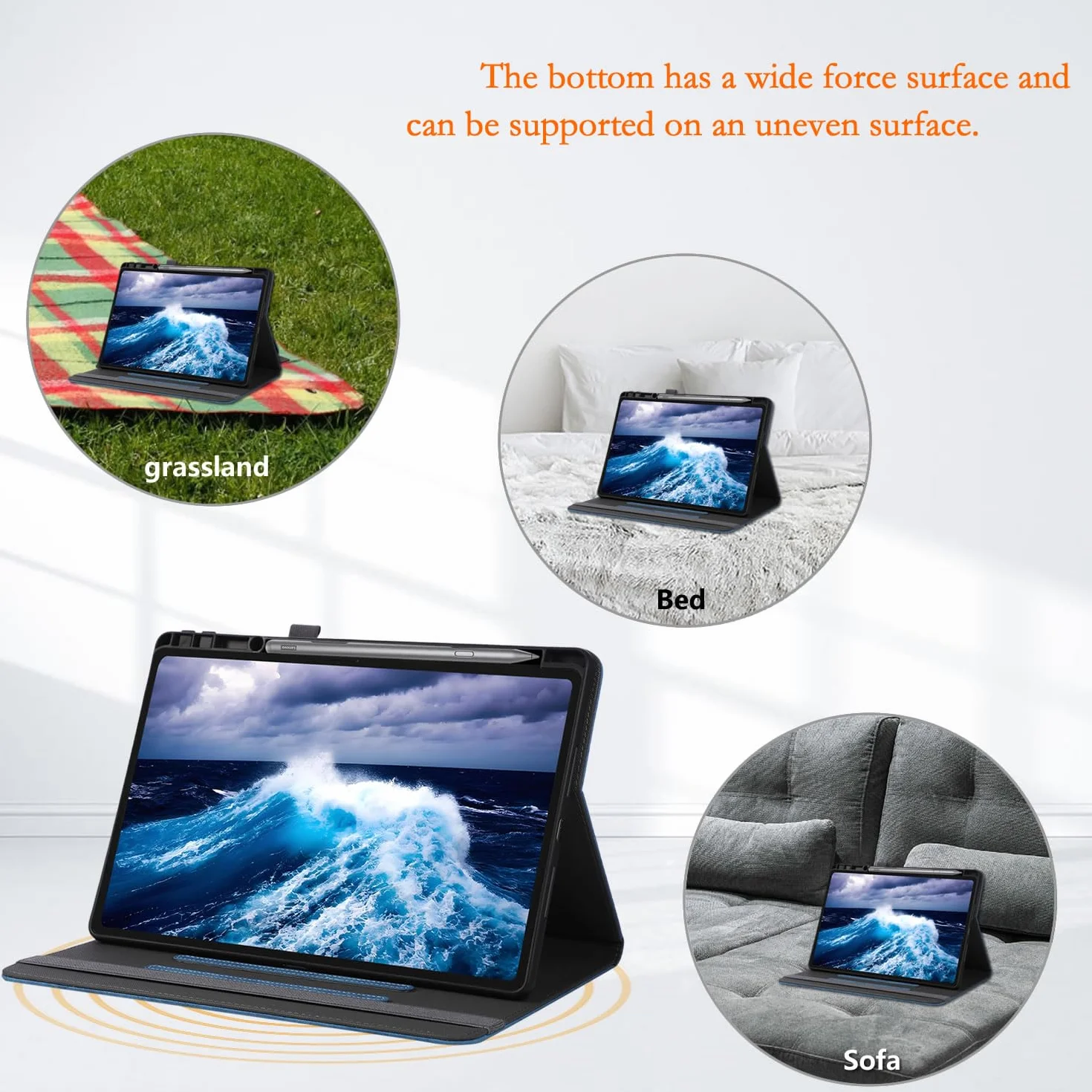 Custodia per Coque pour Lenovo Idea Tab Plus 12.1 pollici TB361FU/ZU Tablet, TPU Cover con Auto Sveglia/Sonno,Blu