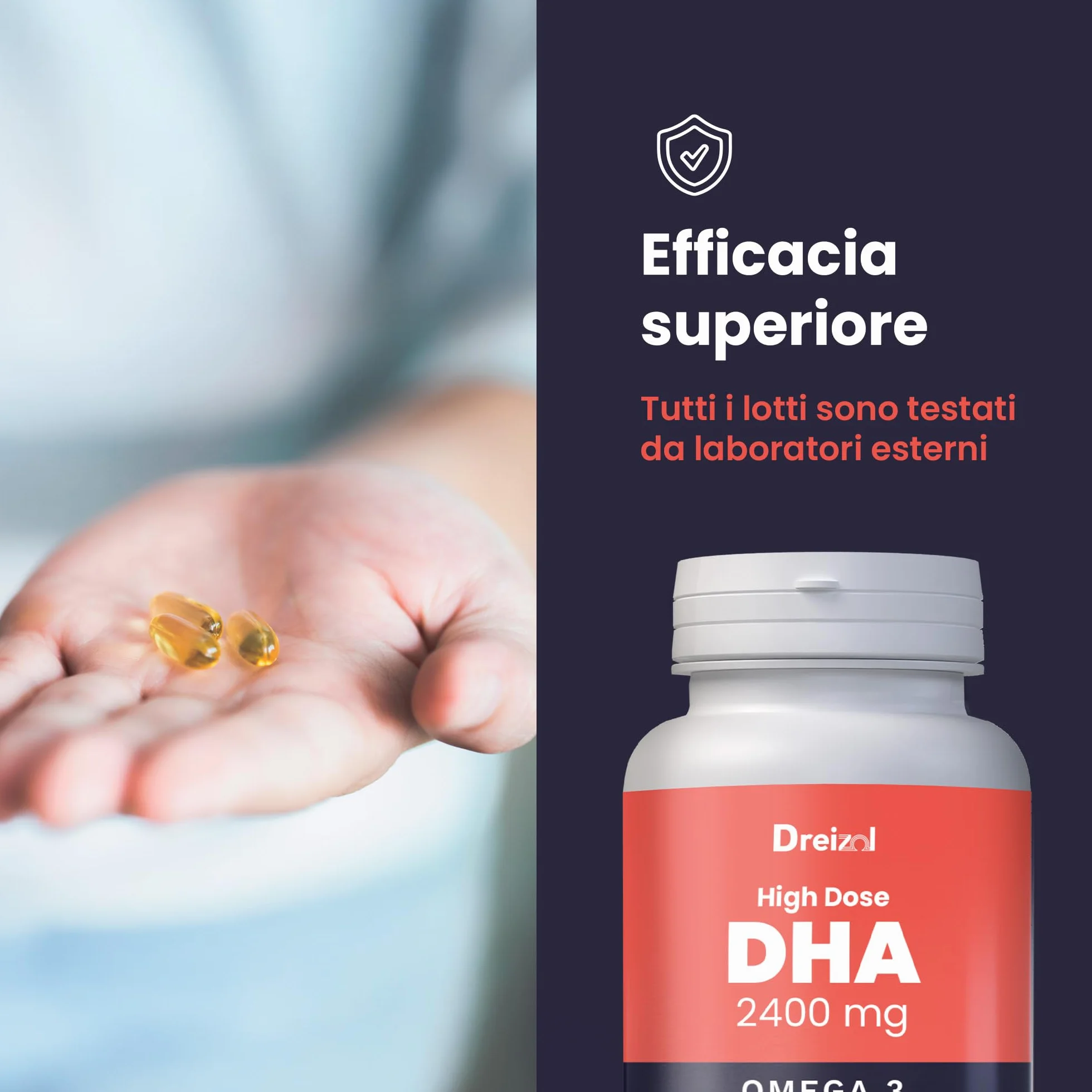 Brudy Lab Omega 3 2400 mg DHA High Dose Capsule – Olio di pesce concentrato 60 capsule