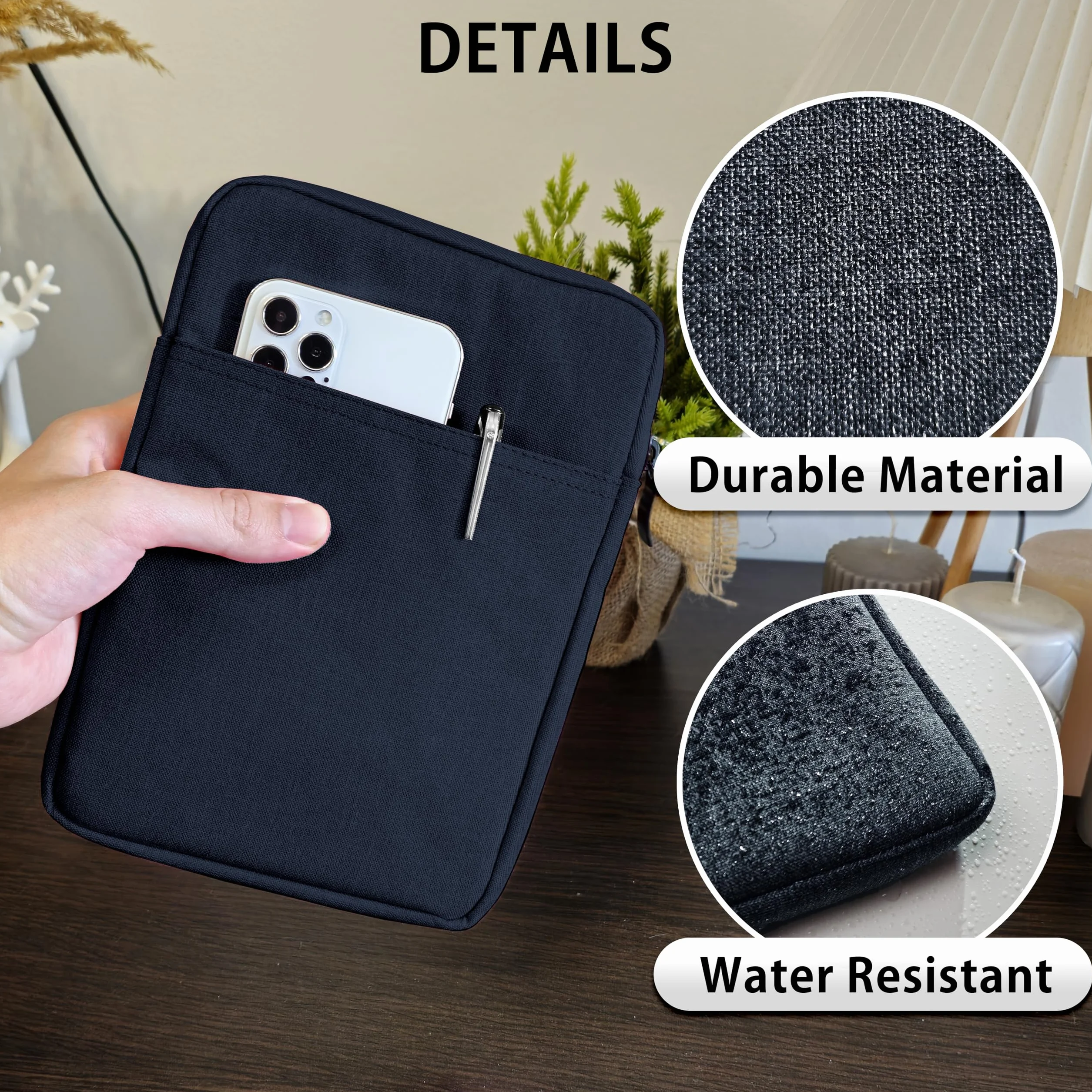 MyGadget Borsa Nylon 8" - Case Protettiva per Tablet - Custodia Sleeve per E-Reader, Smartphone, Amazon Fire HD 8, Paperwhite, Oasis | iPad Mini - Blu Scuro