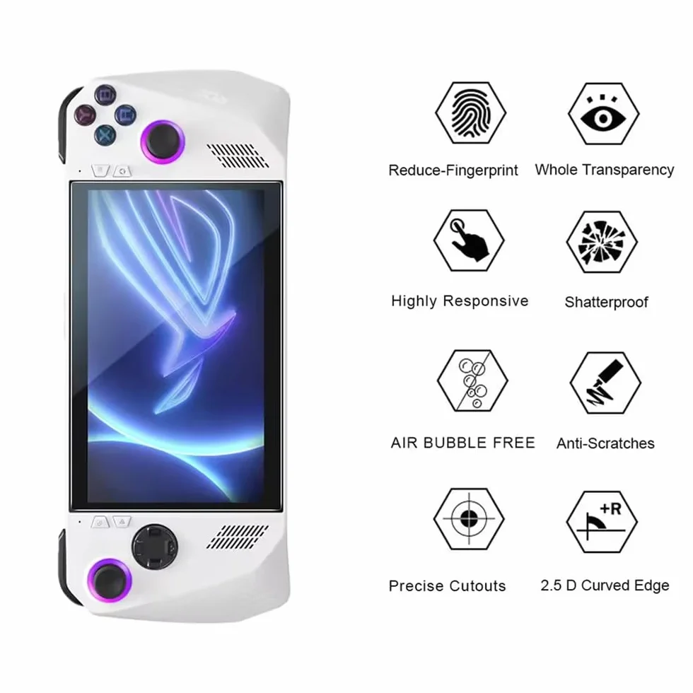 Pellicola salvaschermo compatibile con ASUS ROG Ally Game Player [7 pollici] Pellicola protettiva in vetro temperato Ultra HD, durezza 9H, resistente ai graffi senza bolle
