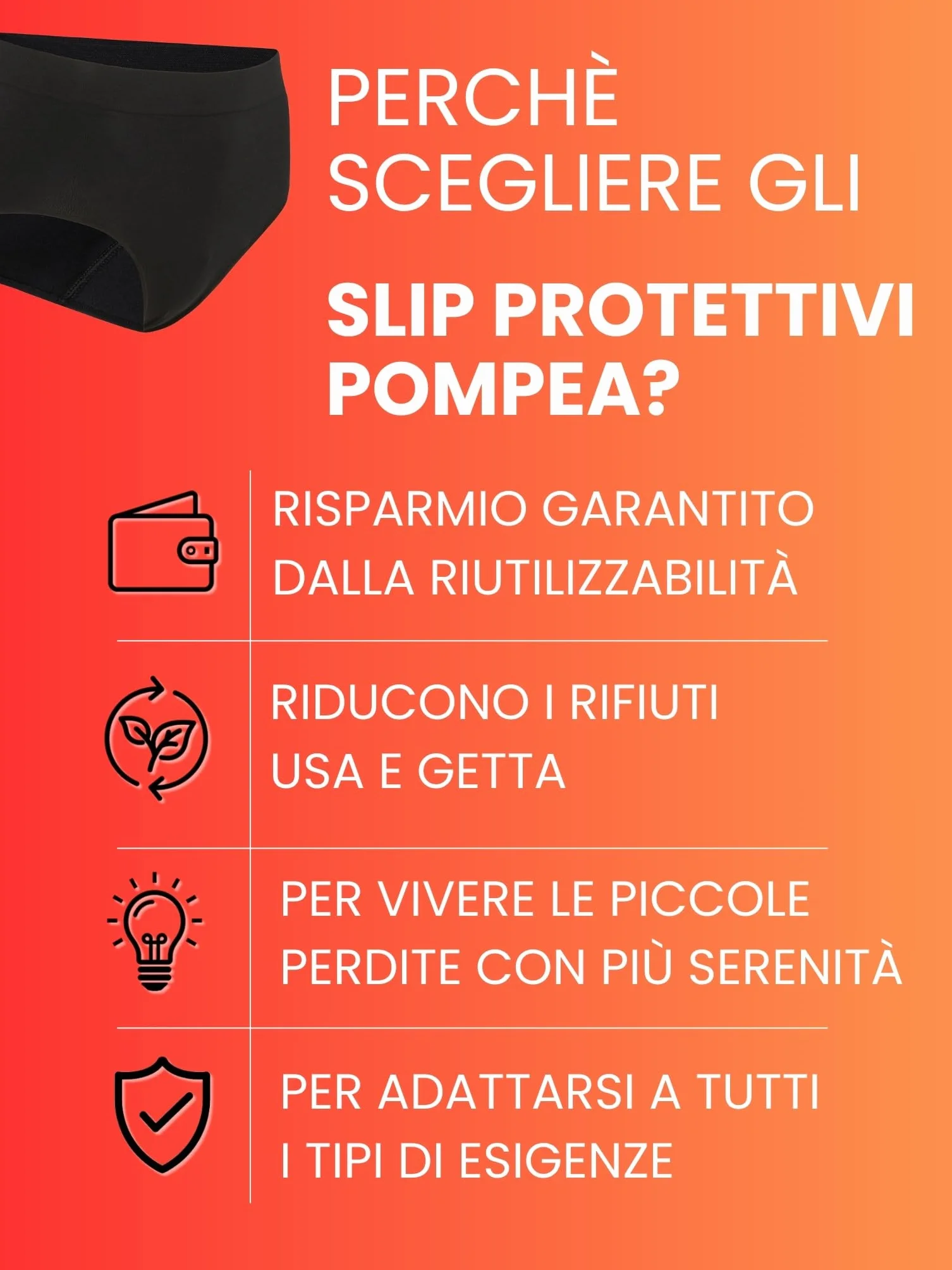 POMPEA Slip Donna Protettivo per Piccole Perdite, Mutande Assorbenti Lavabili Riutilizzabili