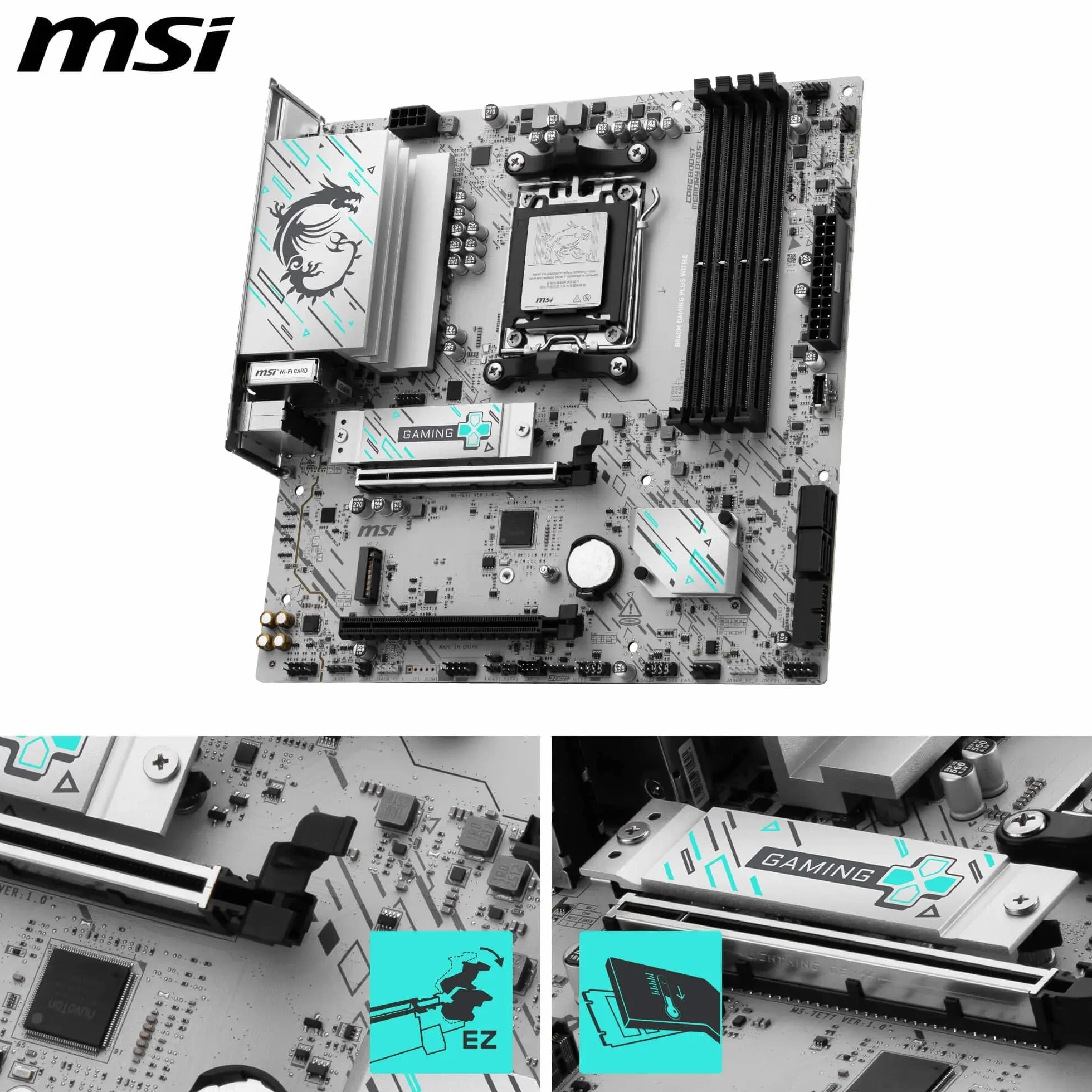 MSI B840M GAMING PLUS WIFI6E – Scheda Madre mATX compatibile con AMD Ryzen Serie 9000/8000 / 7000, Socket AM5 – Supporto DDR5 Boost fino a 8000+ MT/s (OC), PCIe 4.0 x16, M.2 Gen4, Wi-Fi 6E, LAN 2.5G