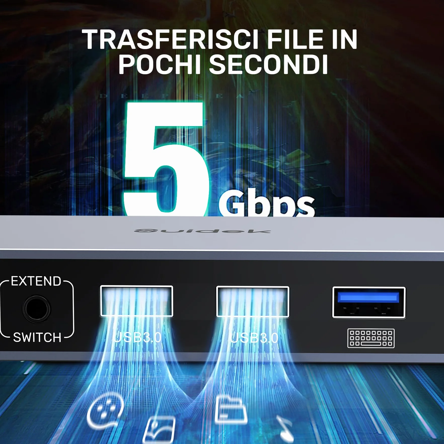 SUIDEK KVM Switch Displayport 1 Monitor 2 Computer, switch KVM DP 8K@60Hz 2 in 1 Out Commutatore KVM USB 3.0 con 4 porte USB, include controller da tavolo, 2 cavi USB e adattatore di alimentazione