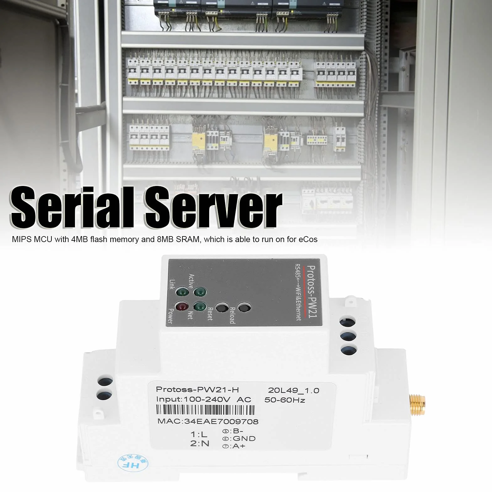 Serwer szeregowy WiFi RS485 PW21-H AC 100-240V Modbus Ethernet IP