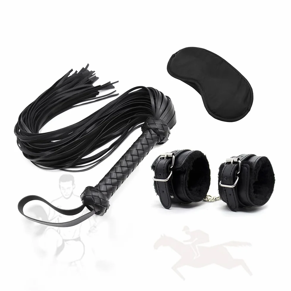 HUNTVE Nero Flogger Frusta di equitazione 3 pezzi